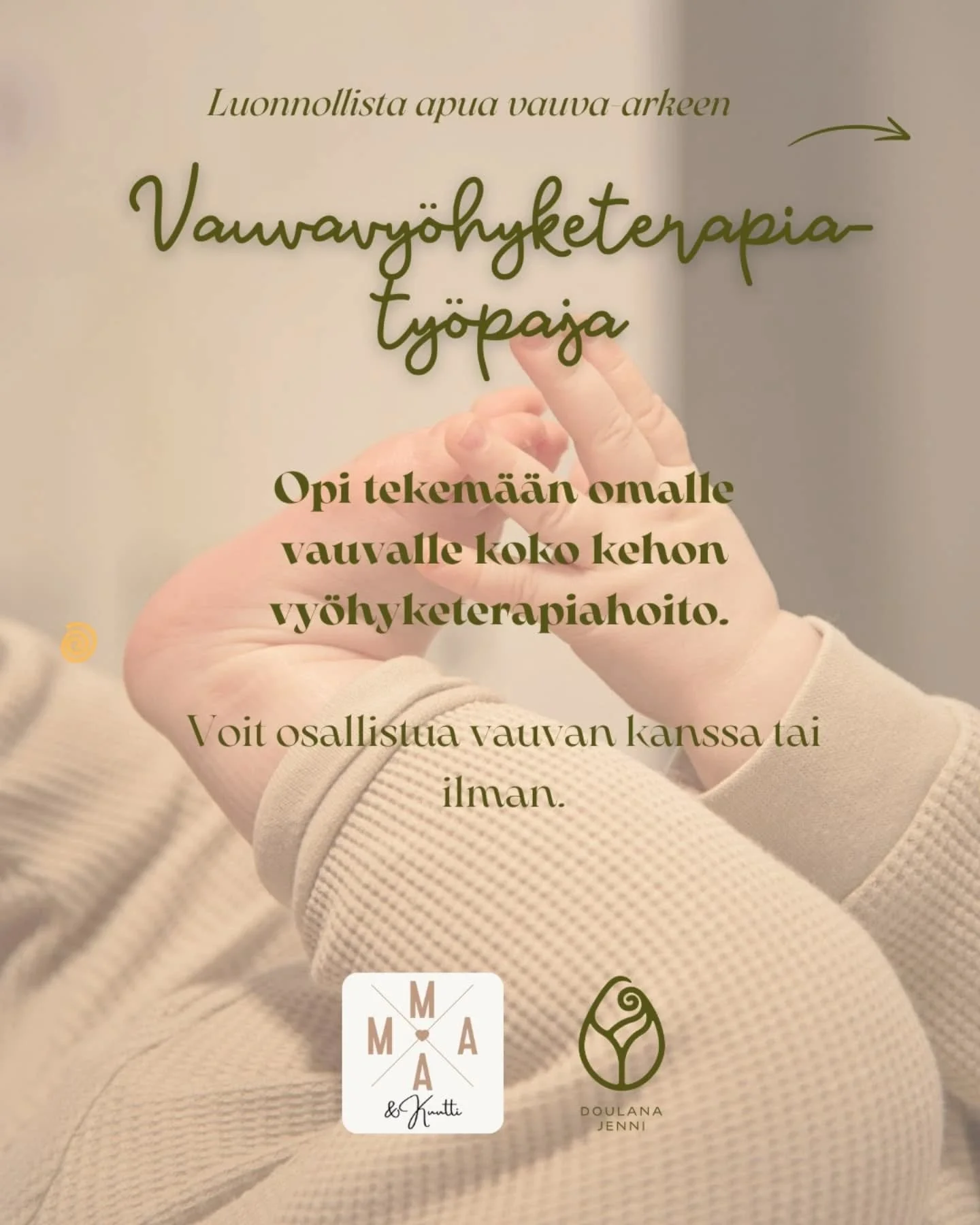 Luonnollista apua vauva-arkeen - VAUVAVY&Ouml;HYKETERAPIATY&Ouml;PAJA️

🧡 Tervetuloa oppimaan koko kehon vy&ouml;hyketerapiahoidon tekeminen omalle vauvalle! Samalla kuulet, miten vy&ouml;hyketerapialla voidaan luonnollisesti ja lempe&auml;sti helpo