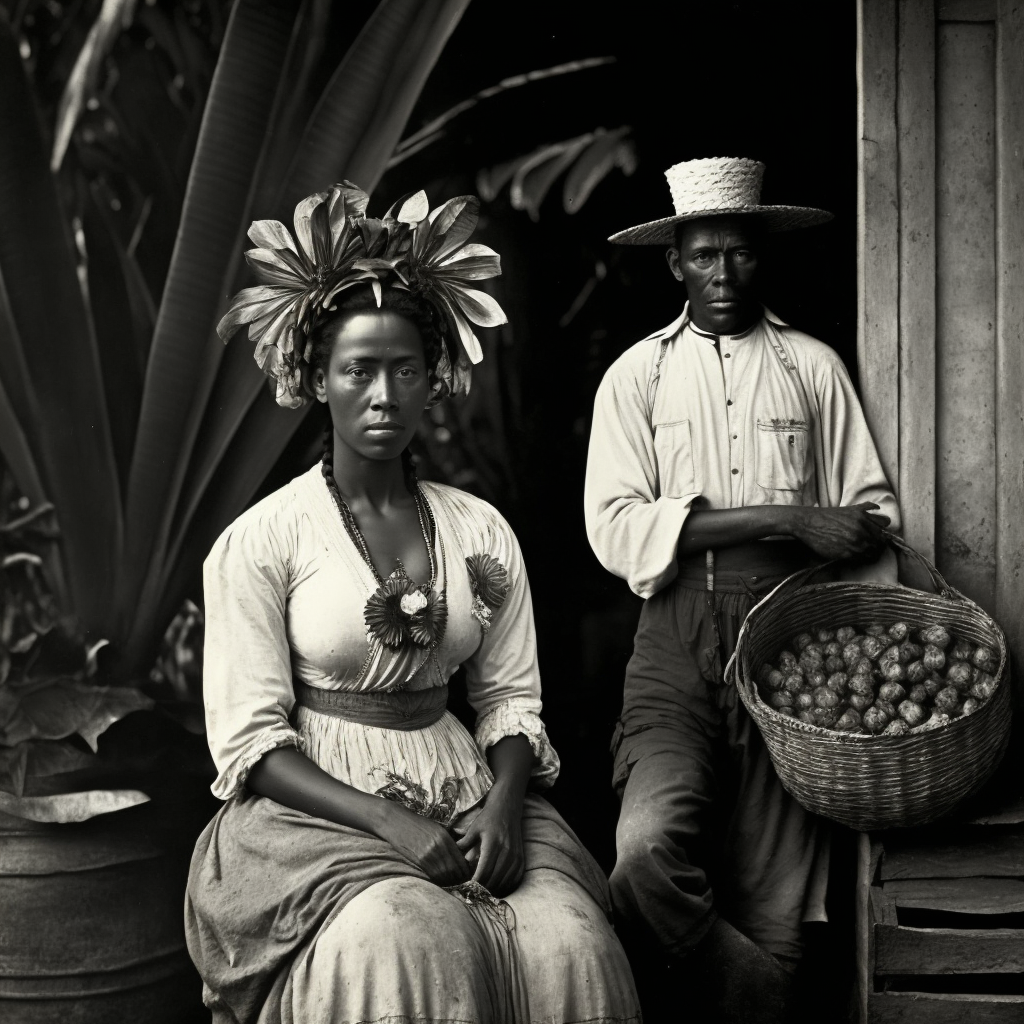 Garifuna couple. Baliceaux, Saint Vincent and the Grenadines. (1797)