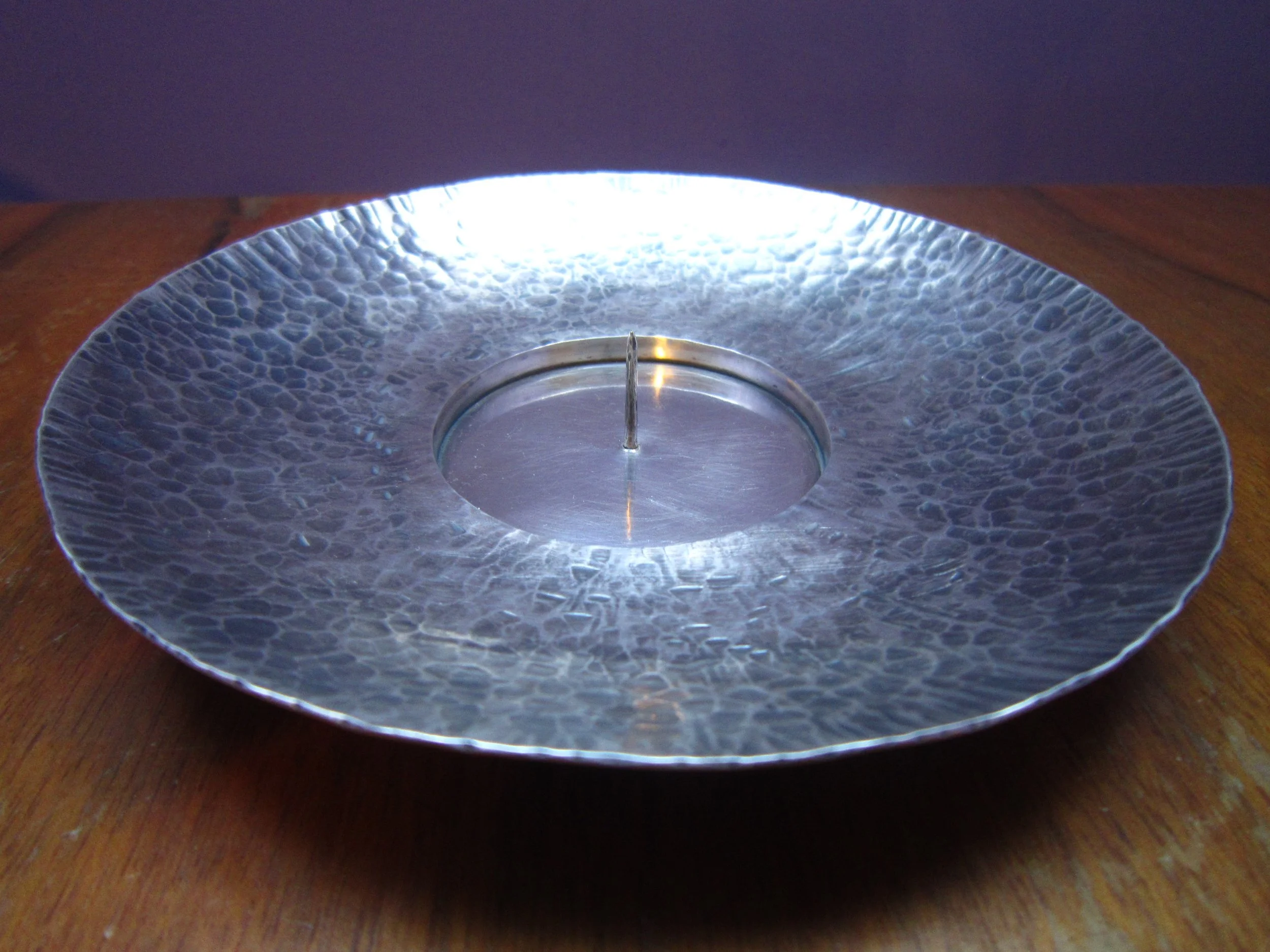 Hammered Silver Candle Holder