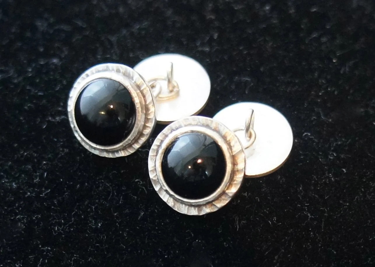 Silver and Onyx Cabochon Cufflinks