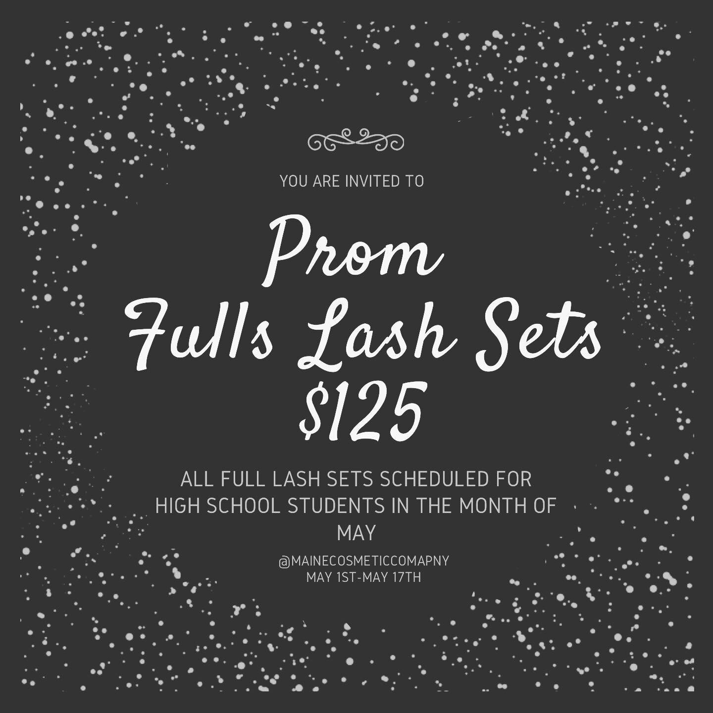 It&rsquo;s Prom Szn!!! Grab your friends and make it a lash date.  ALL lash styles are $125 when appointment is booked before your prom!  I special ordered colored lashes that just might match your dress 😍

#maineprom #maineprommakeup #highschoolpro