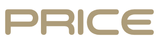 The word 'PRICE' written in beige letters on a white background.