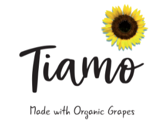 Logo with a sunflower and the text 'Tamo' and 'Made with Organic Grapes'