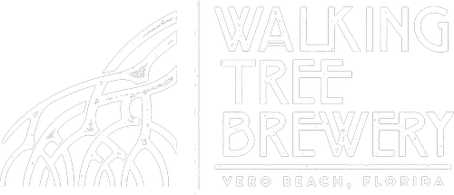 Logo of Walking Tree Brewery in Vero Beach, Florida, featuring a stylized tree with intertwining roots.