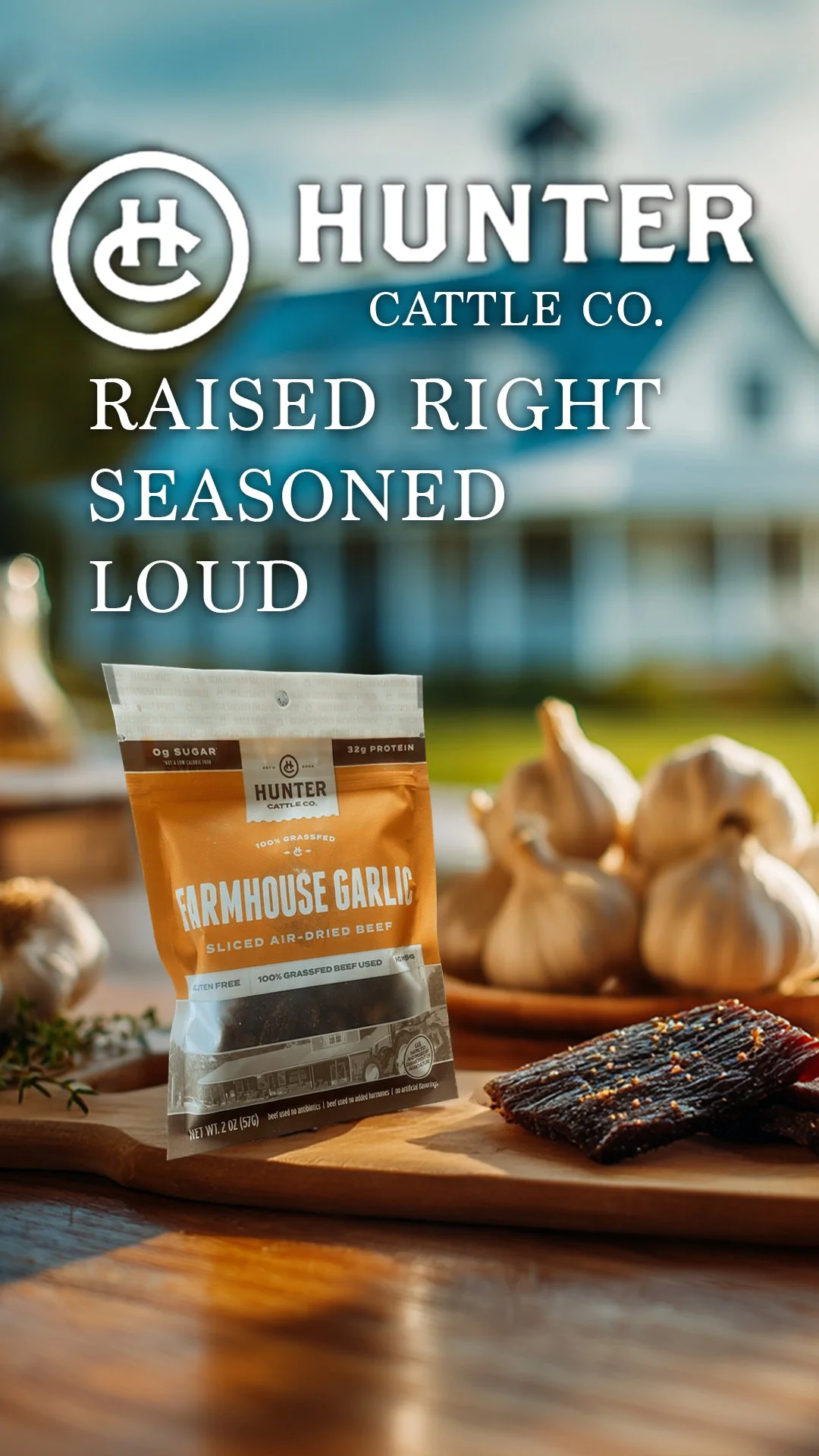 Hunter Cattle Farmhouse Garlic Air Dried Beef