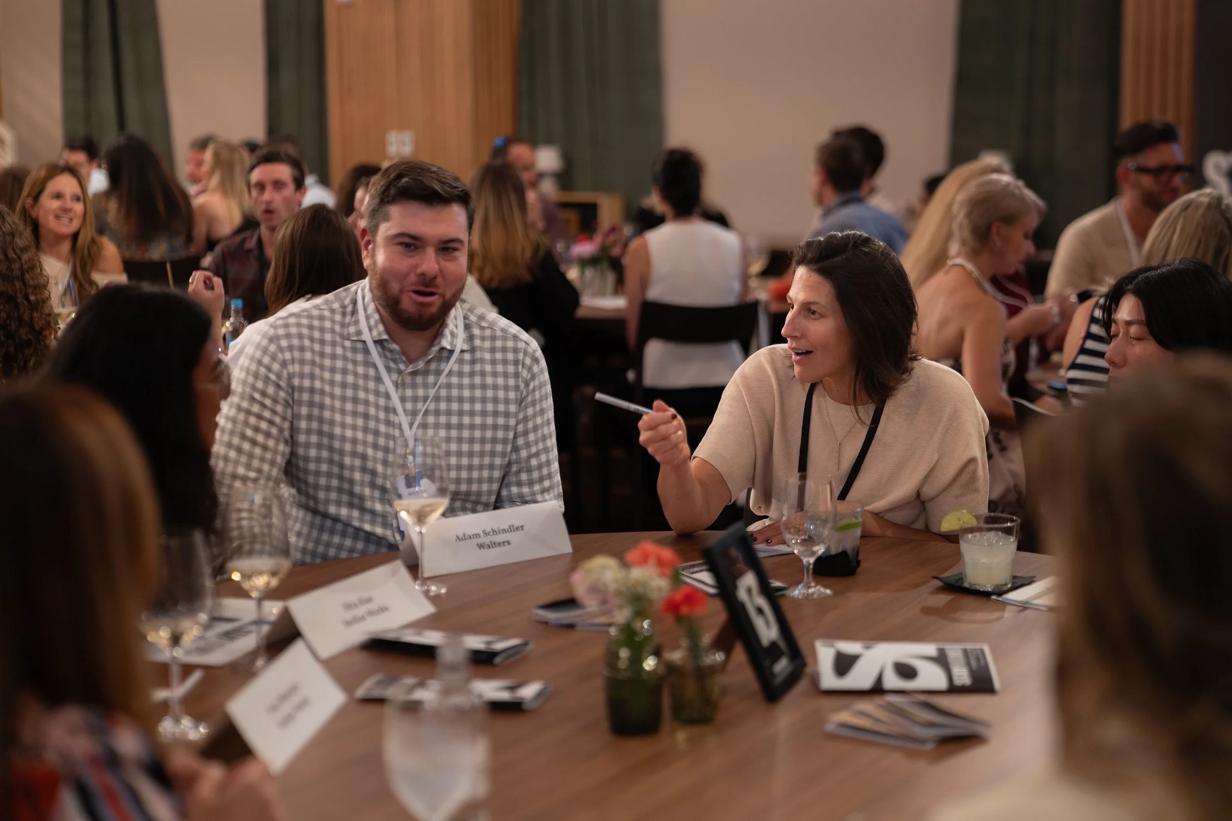 Hospitality design professionals participating in a small-group discussion during Stay and Gather in Savannah.
