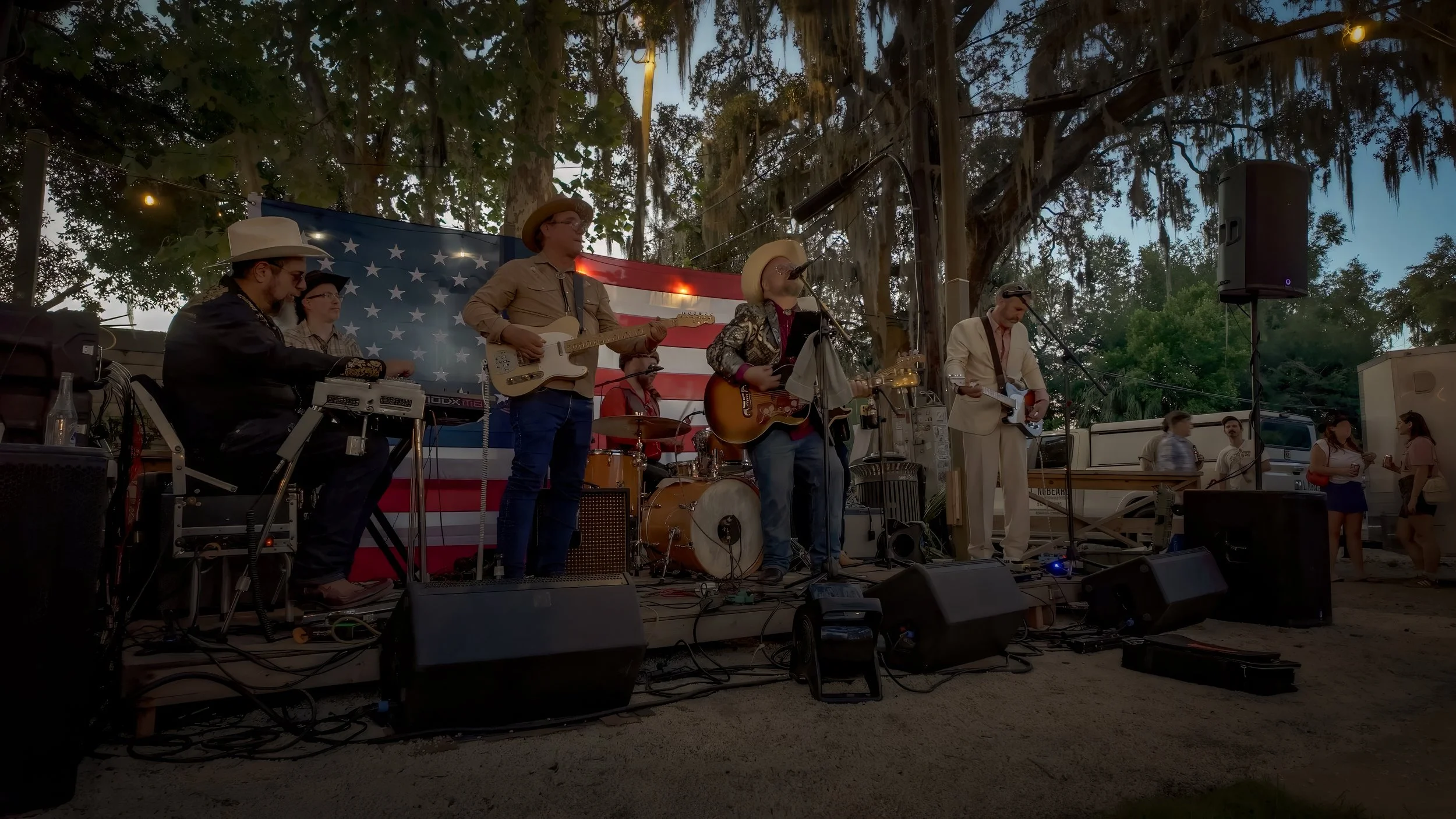 The Intracoastal Playboys perform live on stage during the Fifth Annual Funtime Freedom Festival at Lincoln Park Promenade in Savannah, Georgia.