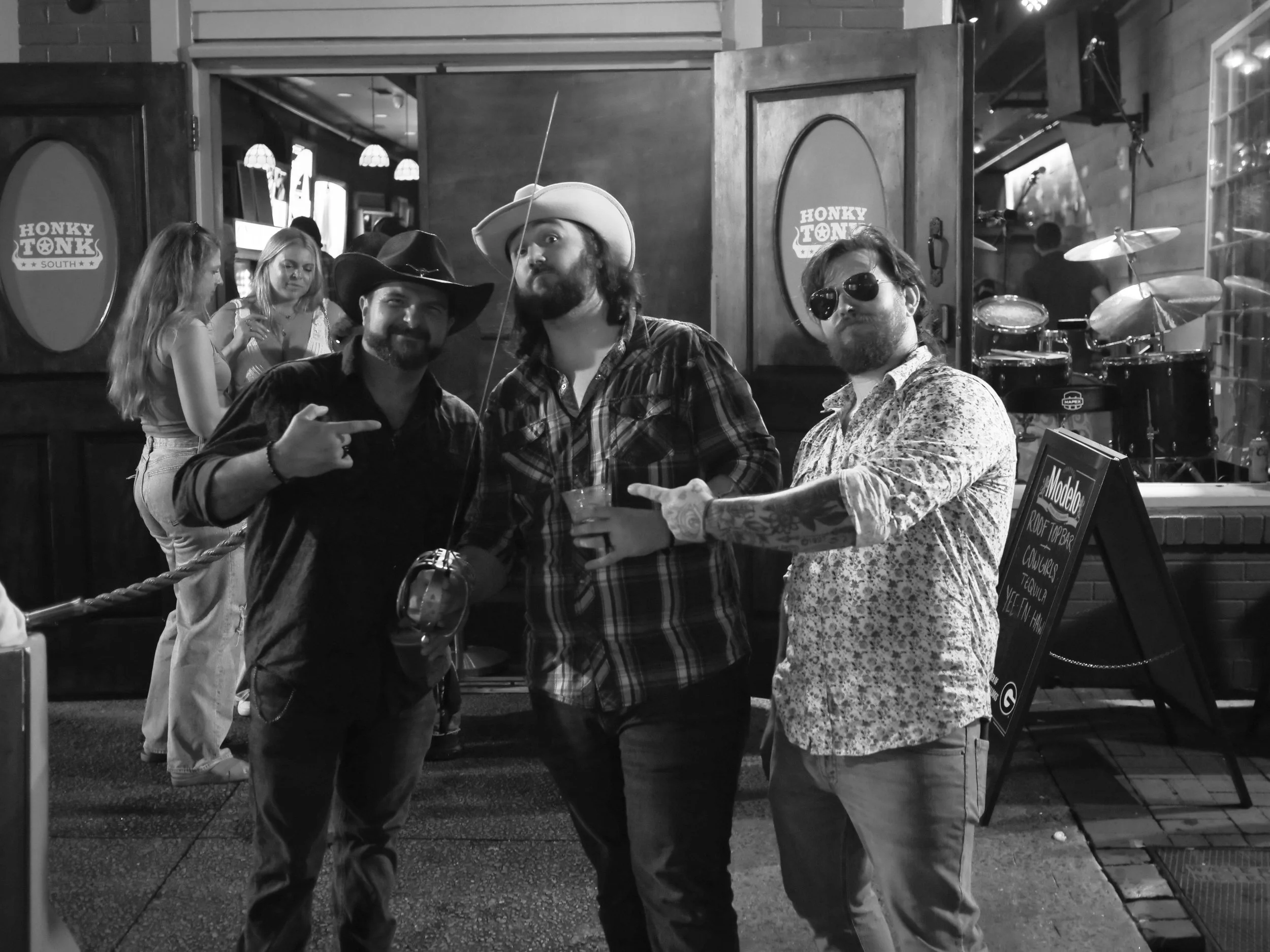 Delta Circle members Earnest Spiva, Nic Ziter and Darrell Anthony outside Honky Tonk South in Savannah.