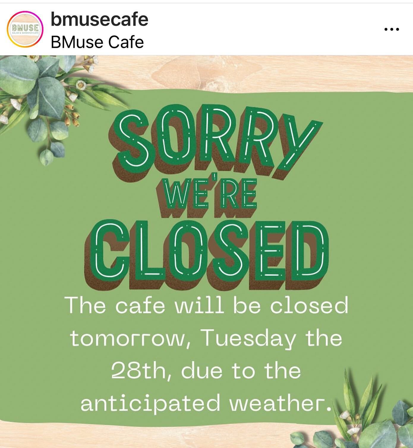 Our Cafe will be closed tomorrow due to the weather. We will still be safely operational for catering. See you all back in the cafe on Wednesday. Thank you! 
.
.
#cheflife  #foodie #wedding #lefebvreluxe #bourassacatering  #instafood #local #beautifu