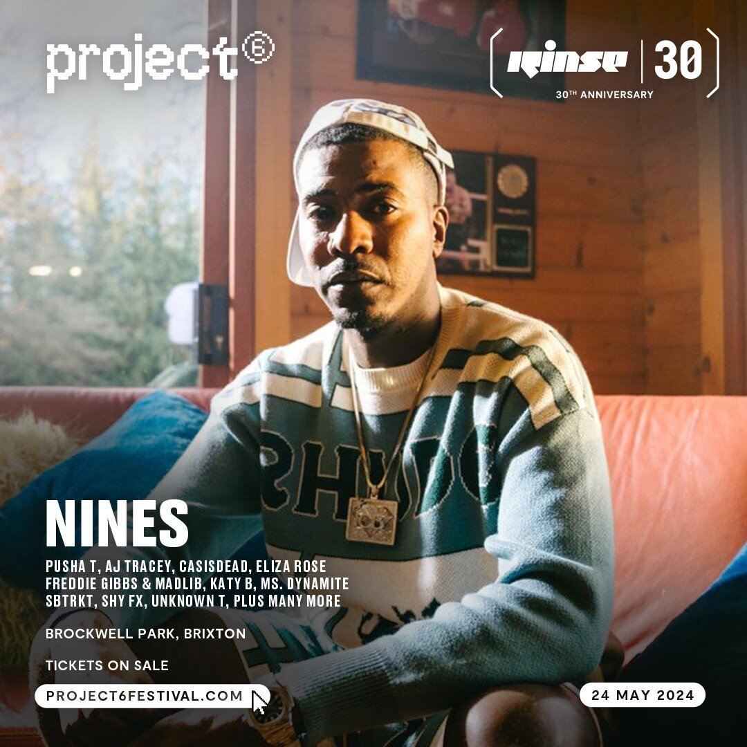 Not long until we welcome Nines, Pusha T, AJ Tracey, CASISDEAD, Eliza Rose, Freddie Gibbs &amp; Madlib, Katy B, Ms. Dynamite, SBTRKT, SHY FX and so many MORE to Project 6 festival, the BIGGEST summer celebration for Rinse's 30th Anniversary 🔊🔥⁠
⁠
☀