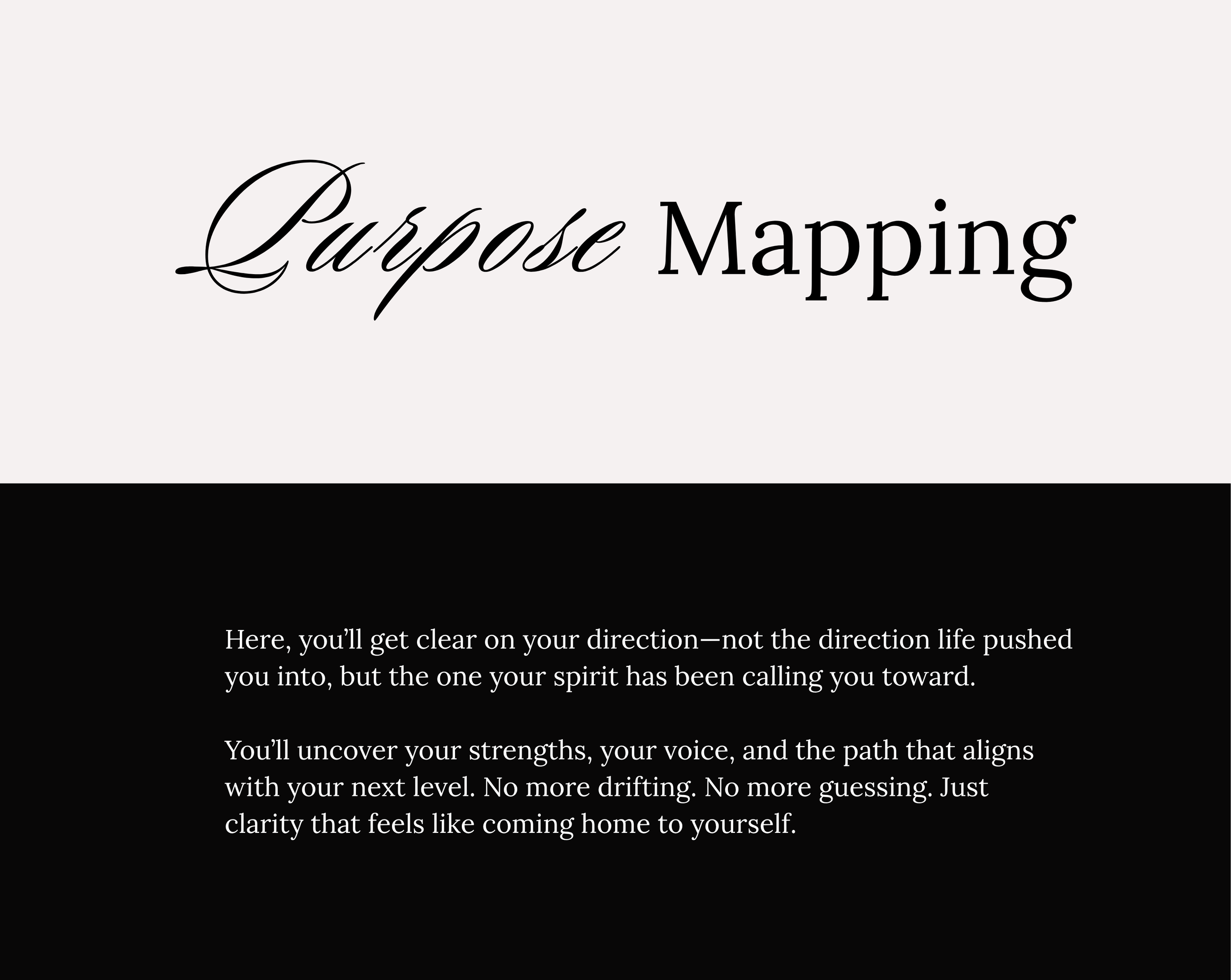 Book or journal page with the title "Purpose Mapping" and a motivational text about following one's spirit and strengths.