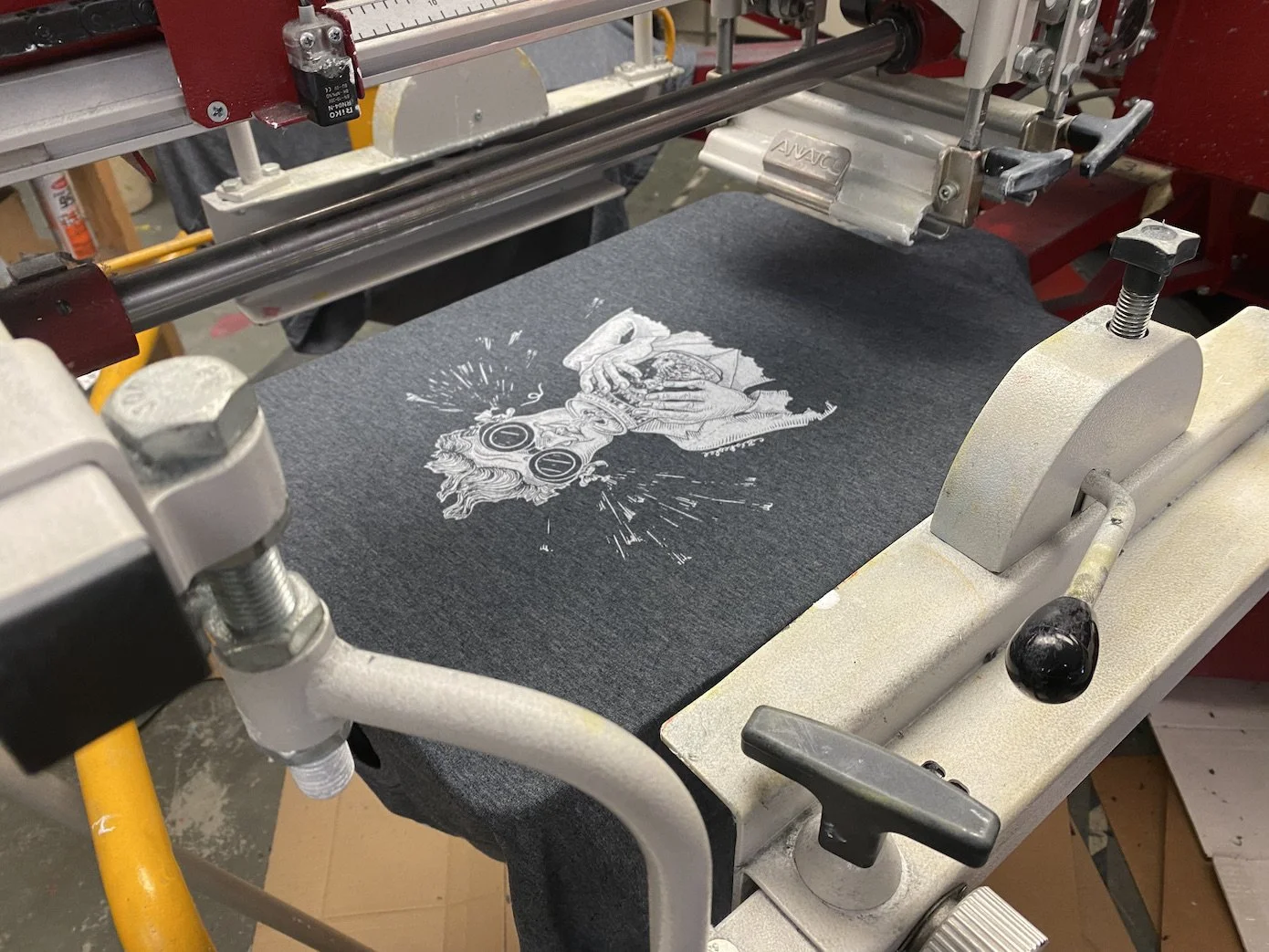 Photo of the Focal Banger beer artwork printed on a t-shirt for The Alchemist Brewery by Shirt Happens