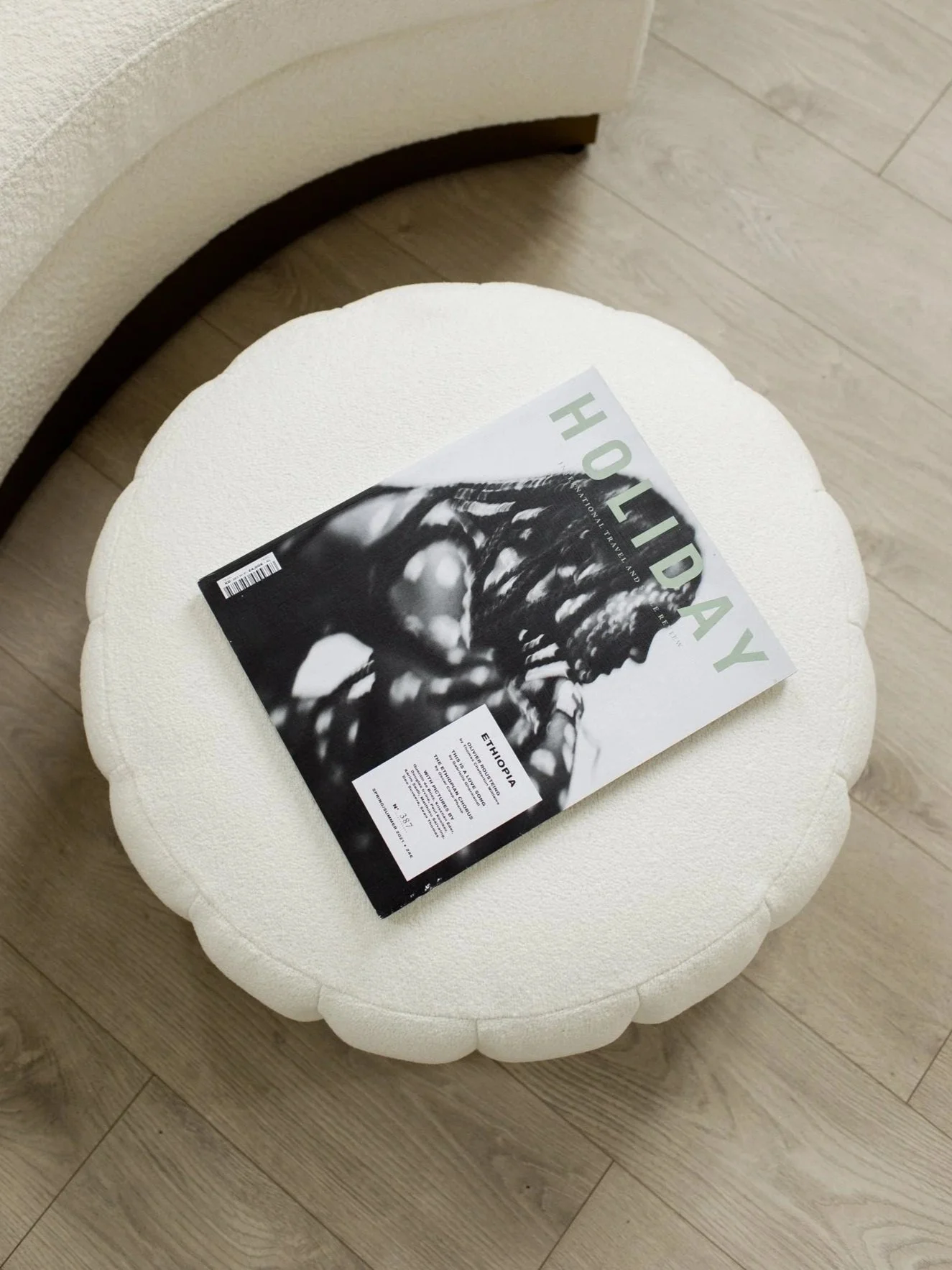 Cream Boucle Pouffe