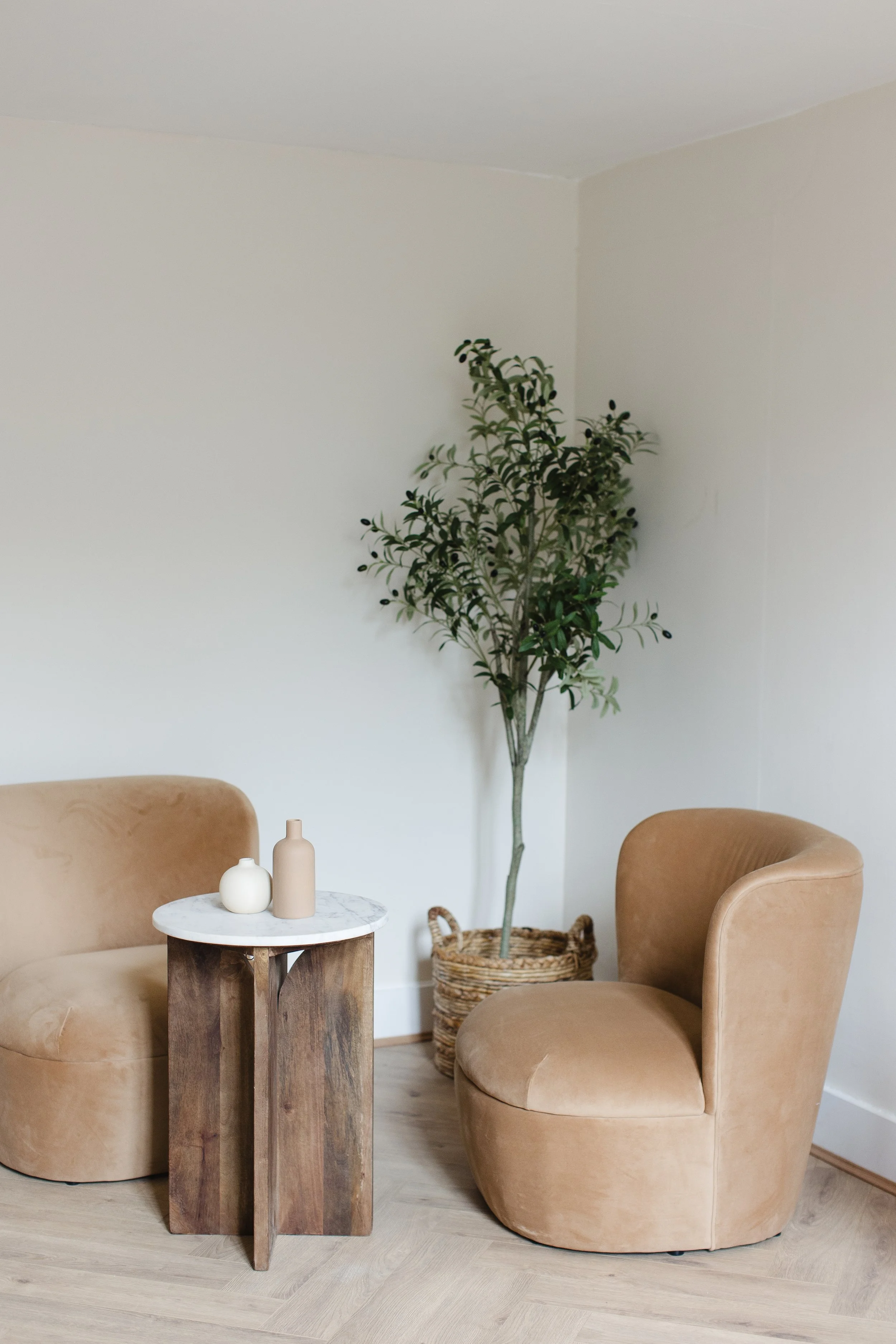 2 Chestnut Suede Chairs