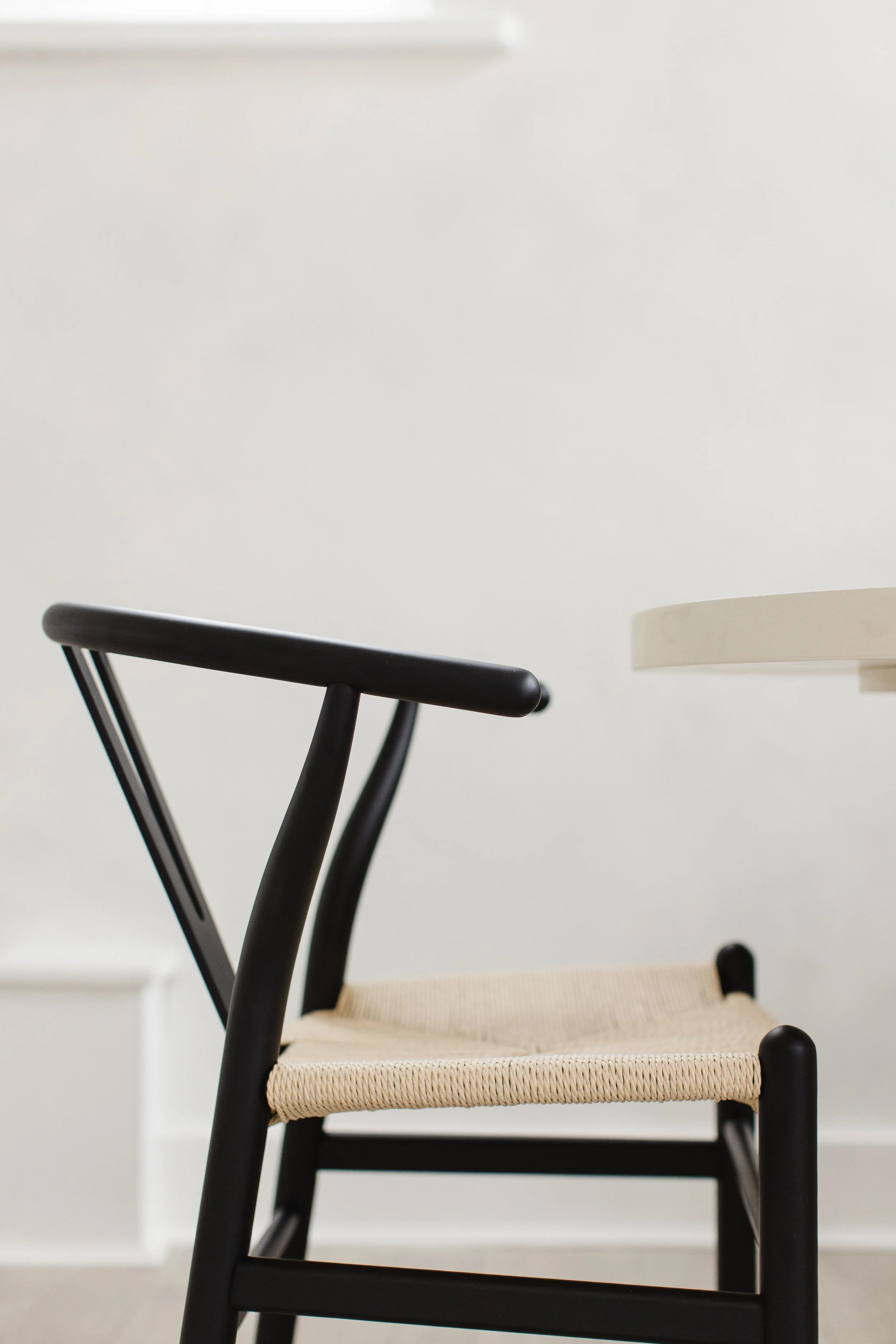 2 Black Wood/Rattan Chairs