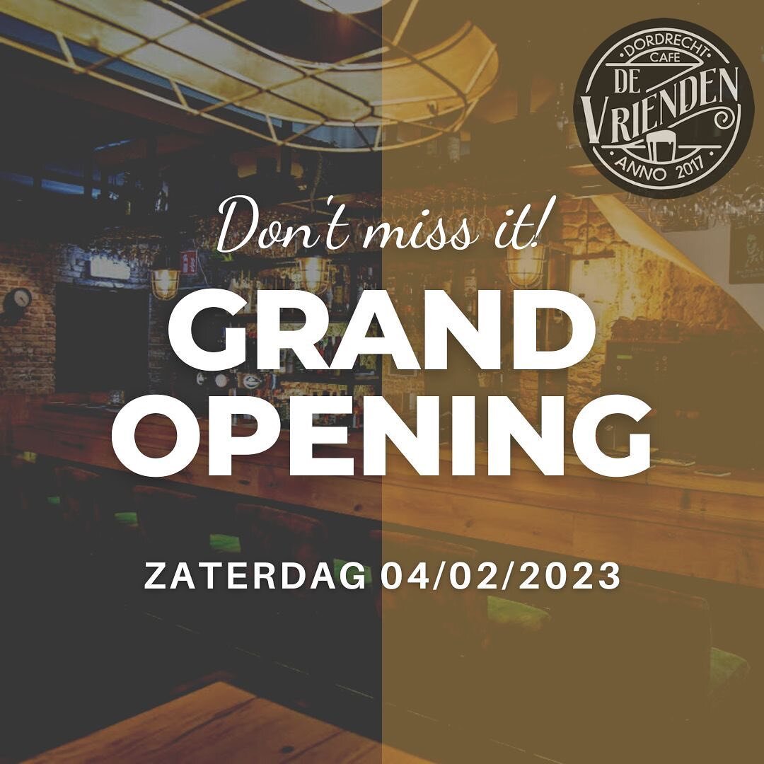 Eindelijk is het zover! 🎉 
Aanstaande zaterdag gaan onze deuren open! We kijken er heel erg naar uit om jullie eindelijk te verwelkomen 🍻
Vanaf 14:00 uur zijn onze deuren geopend 🥂
Liefs, Arina 🤍