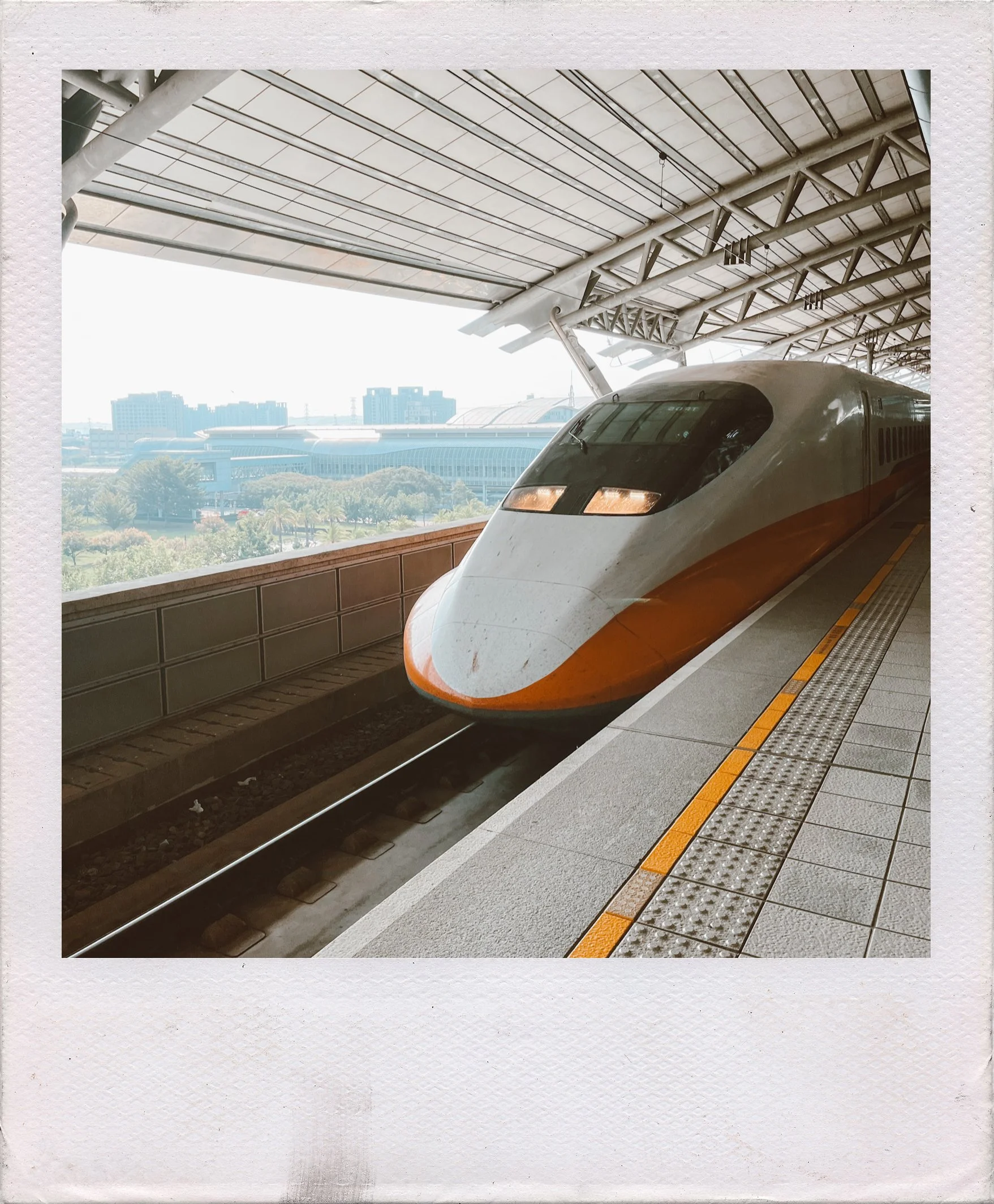 Taiwan High-Speed Rail (HSR) bullet train exterior at station platform