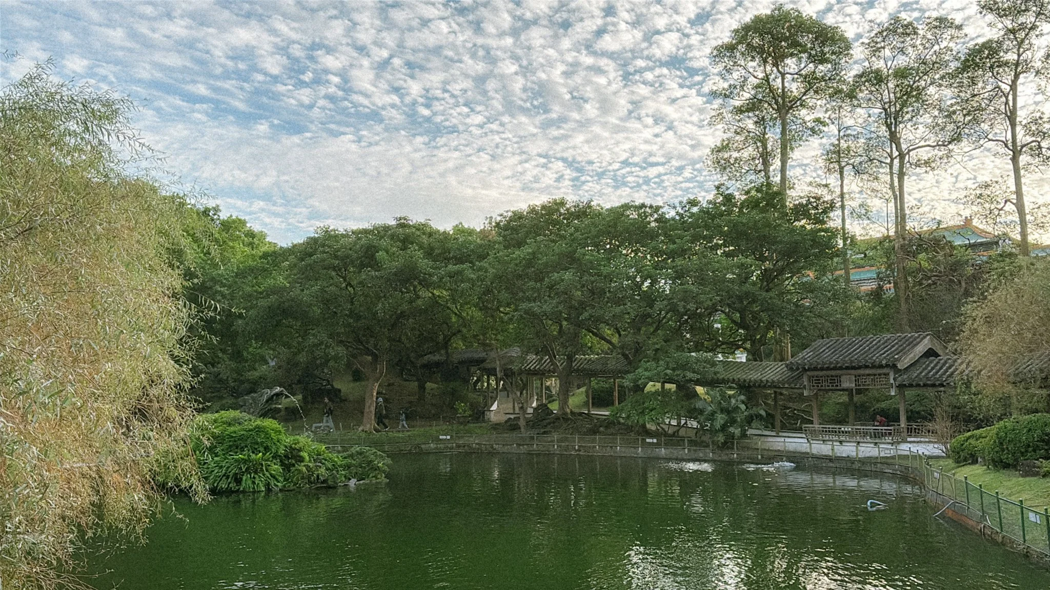 Zhishan Garden pond with clouds reflecting on water — tranquil spot near Shilin Taipei hotels