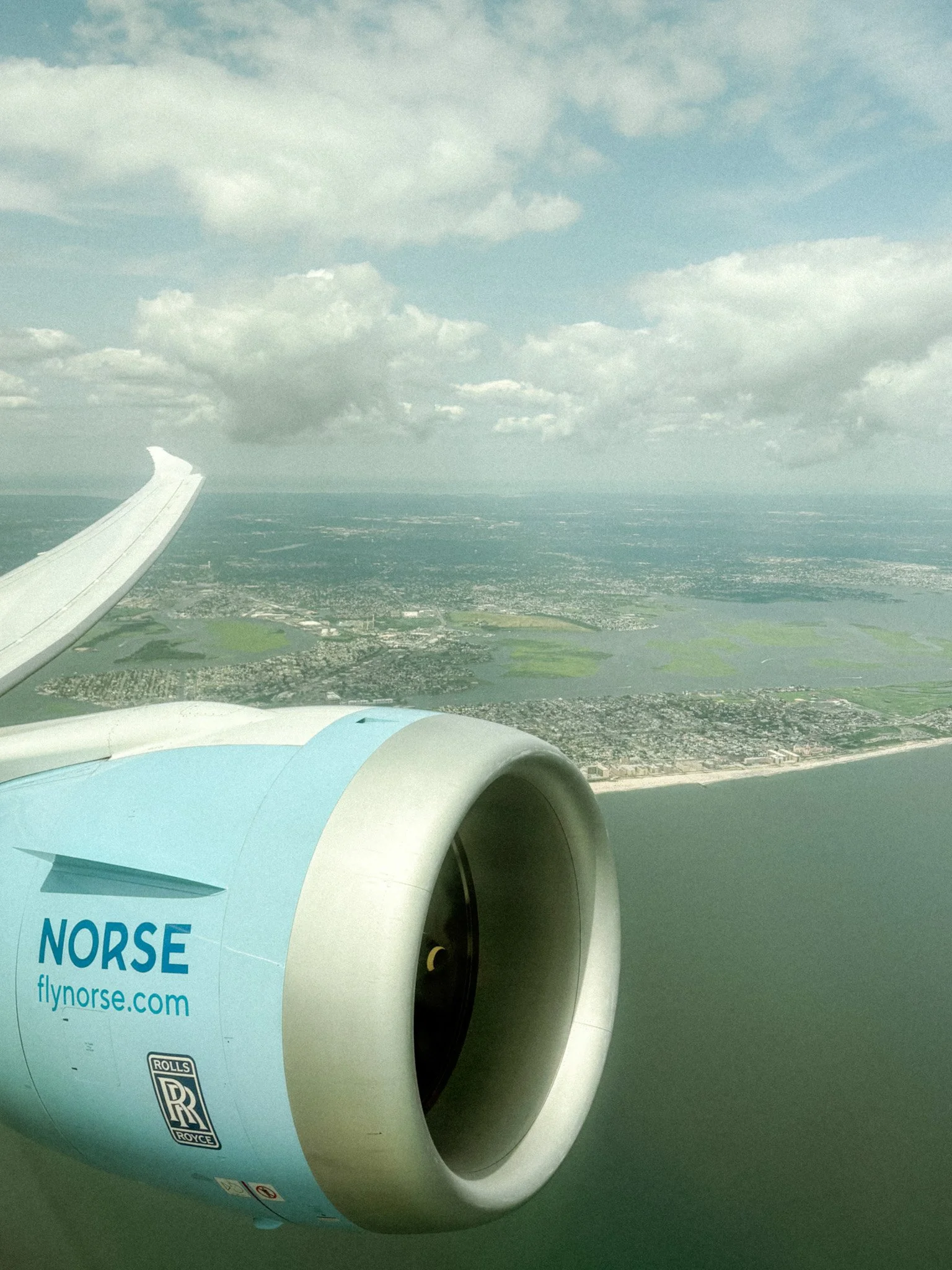 Norse Atlantic Airways airplane exterior view from the plane window