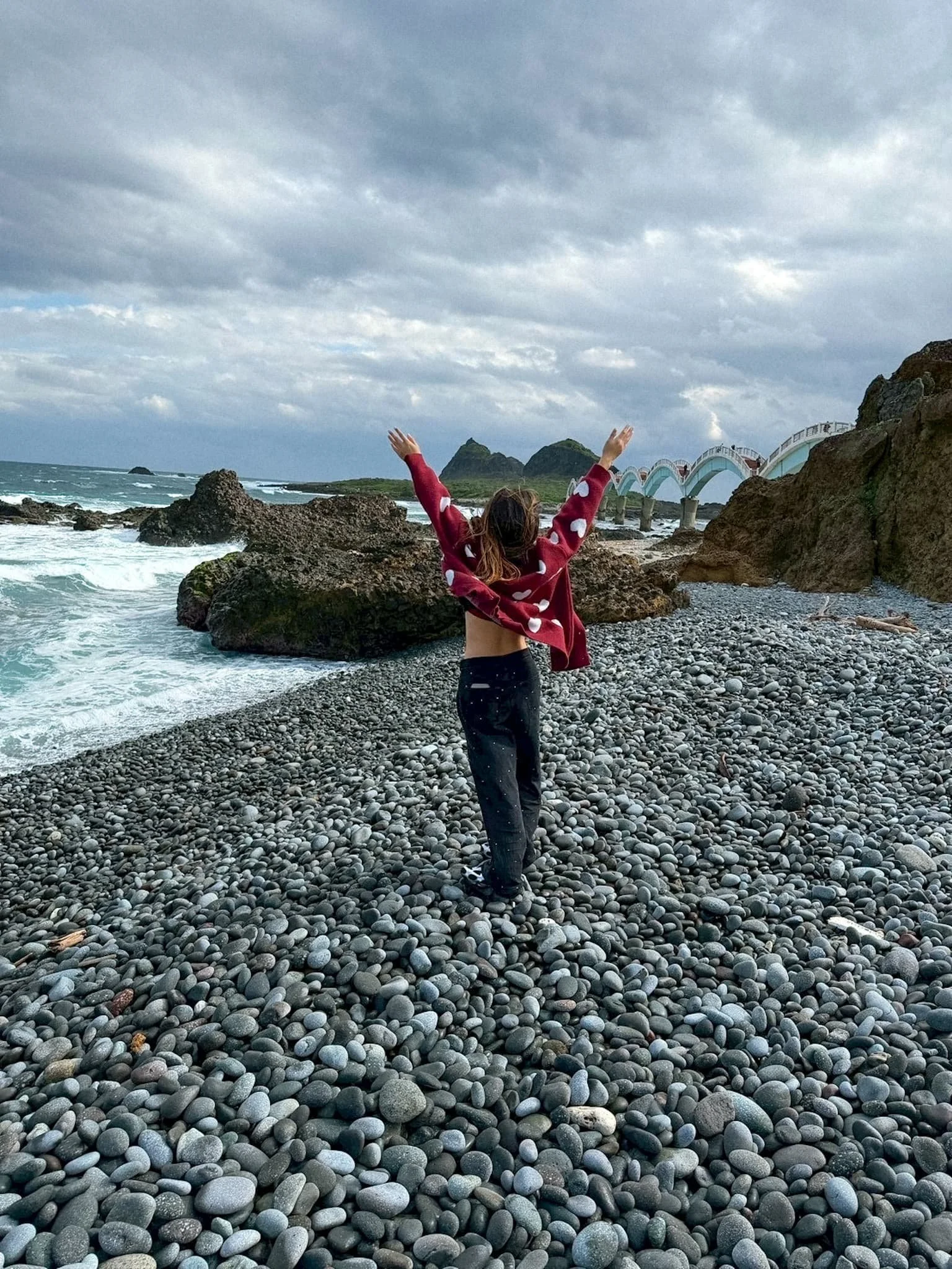 Sanxiantai visit info card with location details for the bridge and trail, Taitung, Taiwan