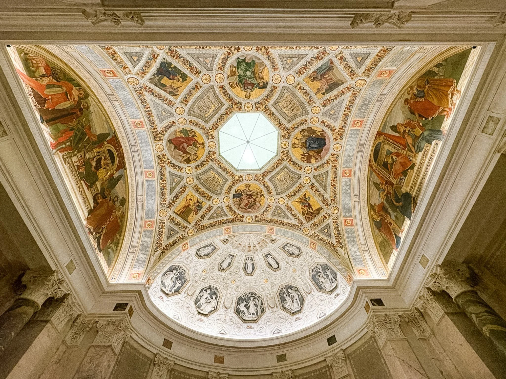 Morgan Library & Museum's ornate painted rotunda ceiling, Manhattan
