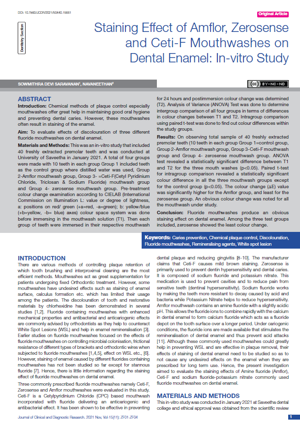 JOURNAL OF CLNICAL AND EXPERIMENTAL DENTAL RESEARCH