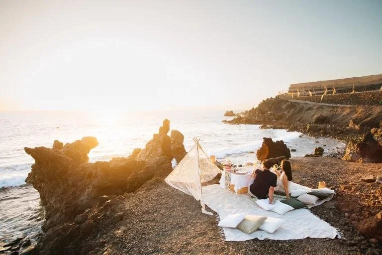 Quiet hidden cove in Tenerife with no crowds and a private picnic setup