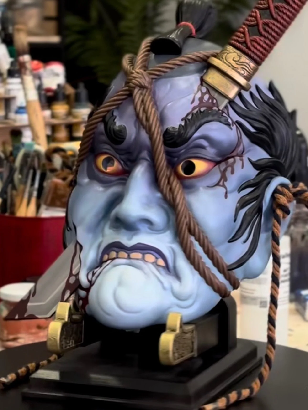 Painting a limited number of these Namakubi masks. They will be hand painted as shown in the image or if you&rsquo;d like a custom Dm me for info. Namakubi represents the acceptance of one&rsquo;s fate with honor and dignity. It signifies courage in 