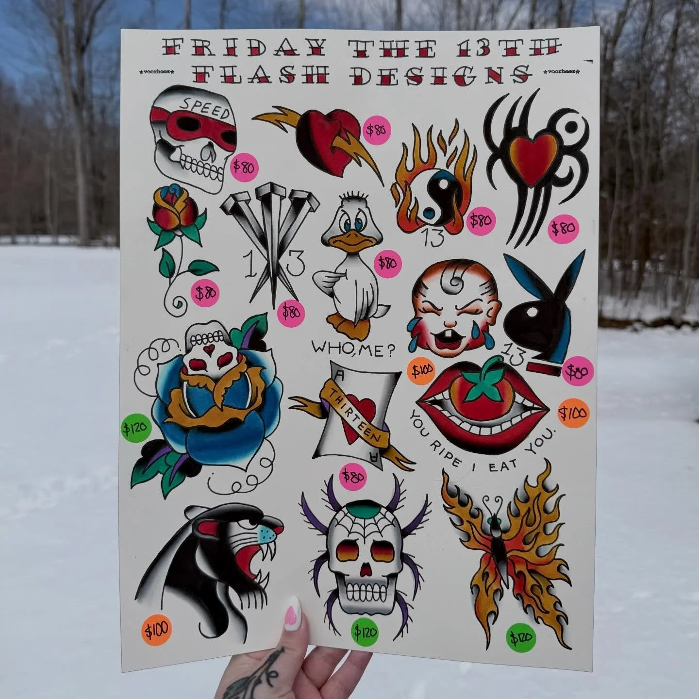 hello folks! happy march! these friday the 13th flash designs are available to be tattooed from now til then!
i also have many more designs for that day, but wanted to to share these first. dm me for some sweet tattoos. thanks for looking !

*** THES