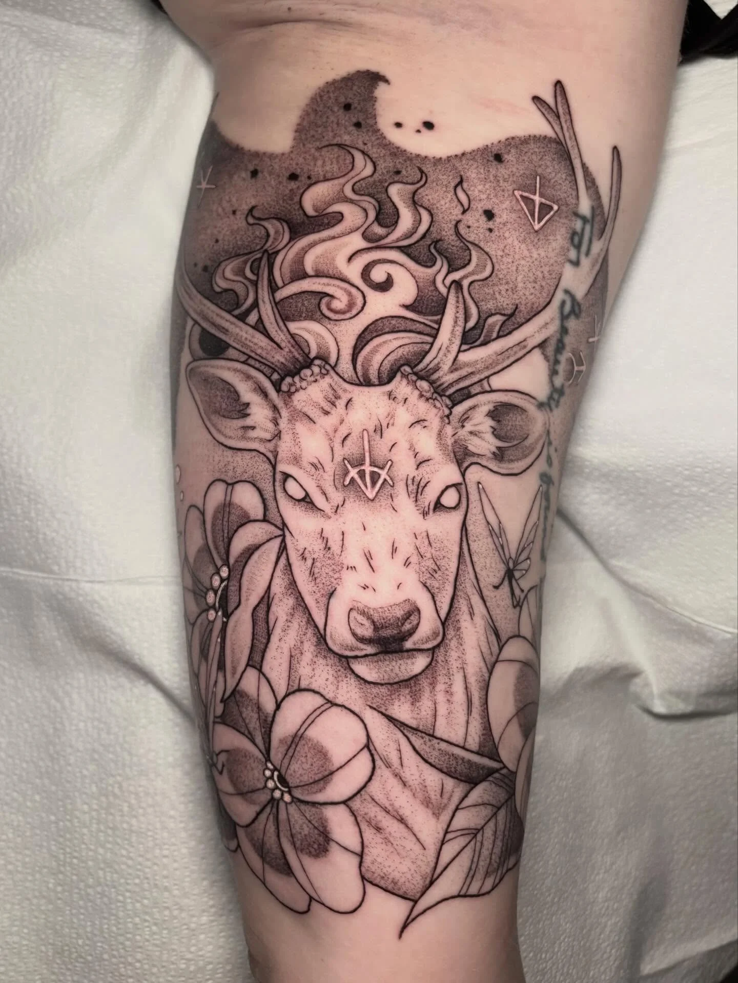 Lord of the North, with the shadow of Rowan and some wyrdmarks from the book series Throne of Glass. 🦌🌲❄️
So incredibly happy with how this turned out. Thank you for the trust!
.
.
.
.
P.S. please please please MORE BOOK TATTOOS!
.
.
.
#sacredartta