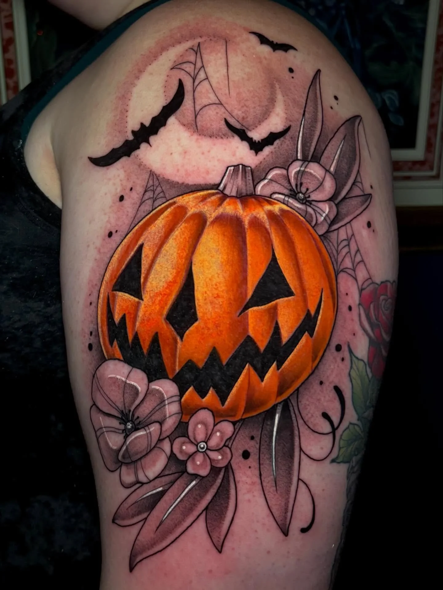 Fun little pumpkin guy! 
.
.
.
.
.
#sacredarttattooct #cttattooartist #pumpkintattoo #halloweentattoo #spookytattoo