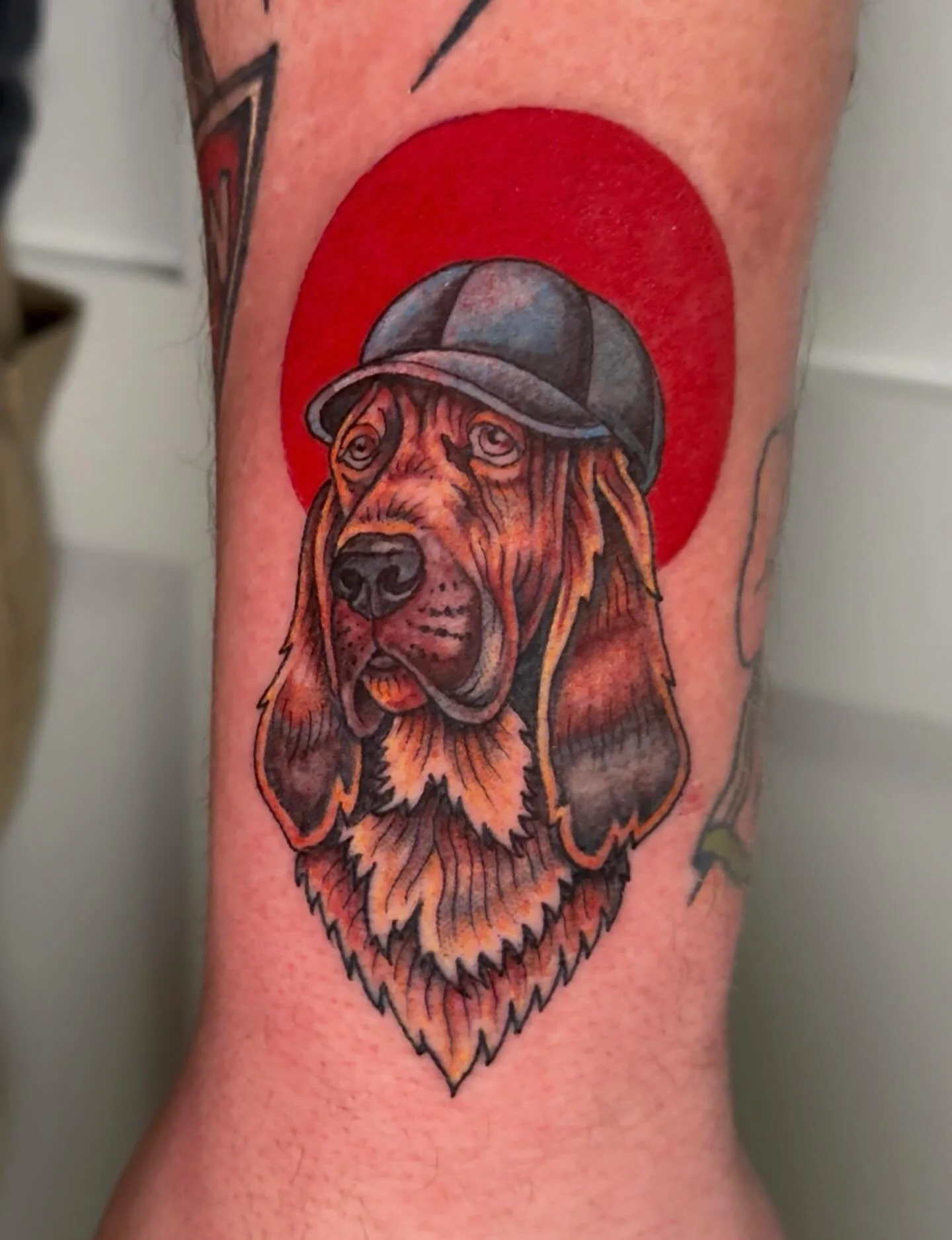Fun blood hound to start the day! 🩸 
.
.
.
#sacredarttattooct  #ctink #inked #connecticuttattoos #blackandgreytattoo