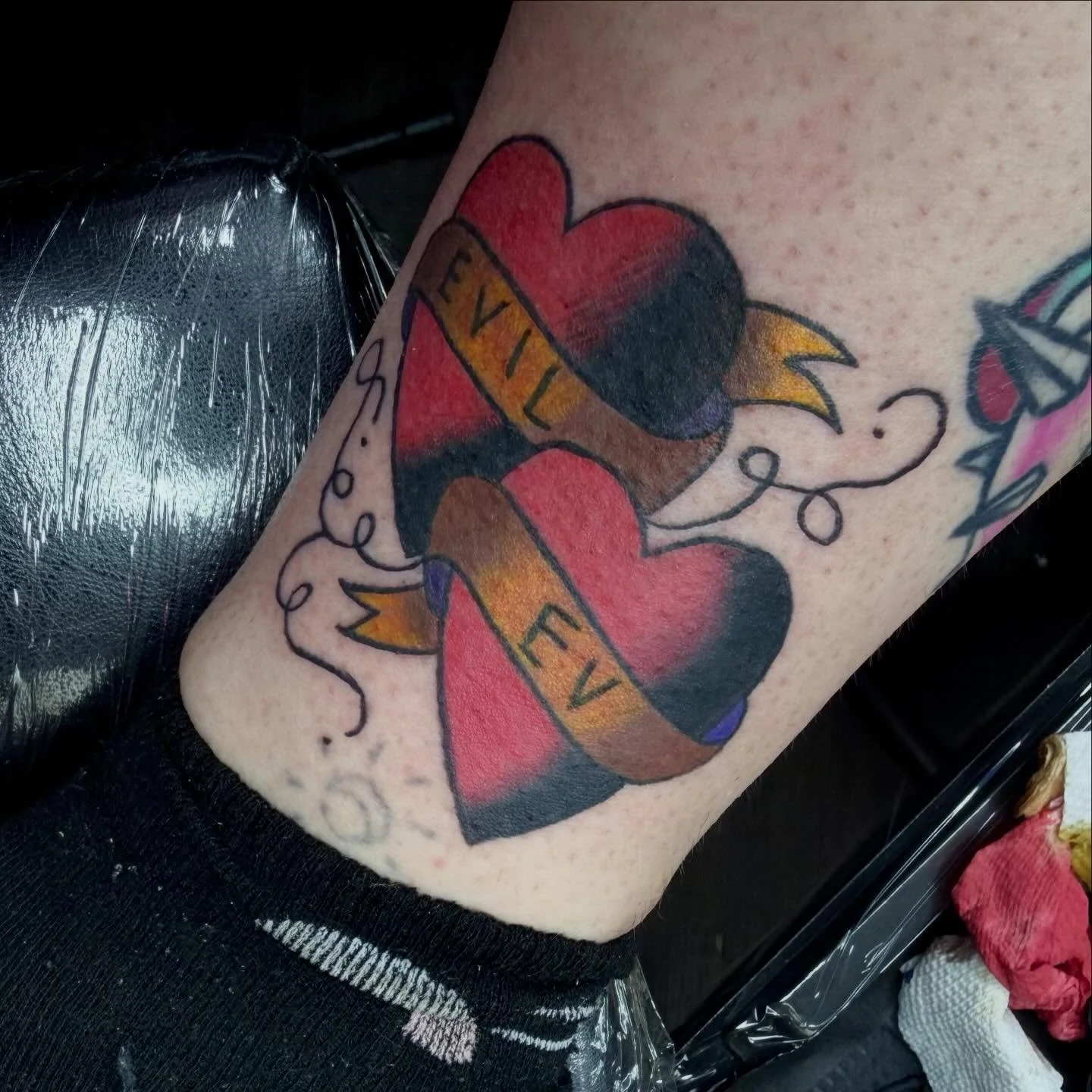 tattooed myself recently in honor of my gram who passed away earlier this year. she had the nicknames bibby and evil ev. she was 98. she was the best mother, grandmother, great grandmother, cook, dancer, gambler &amp; everything inbetween. she is the