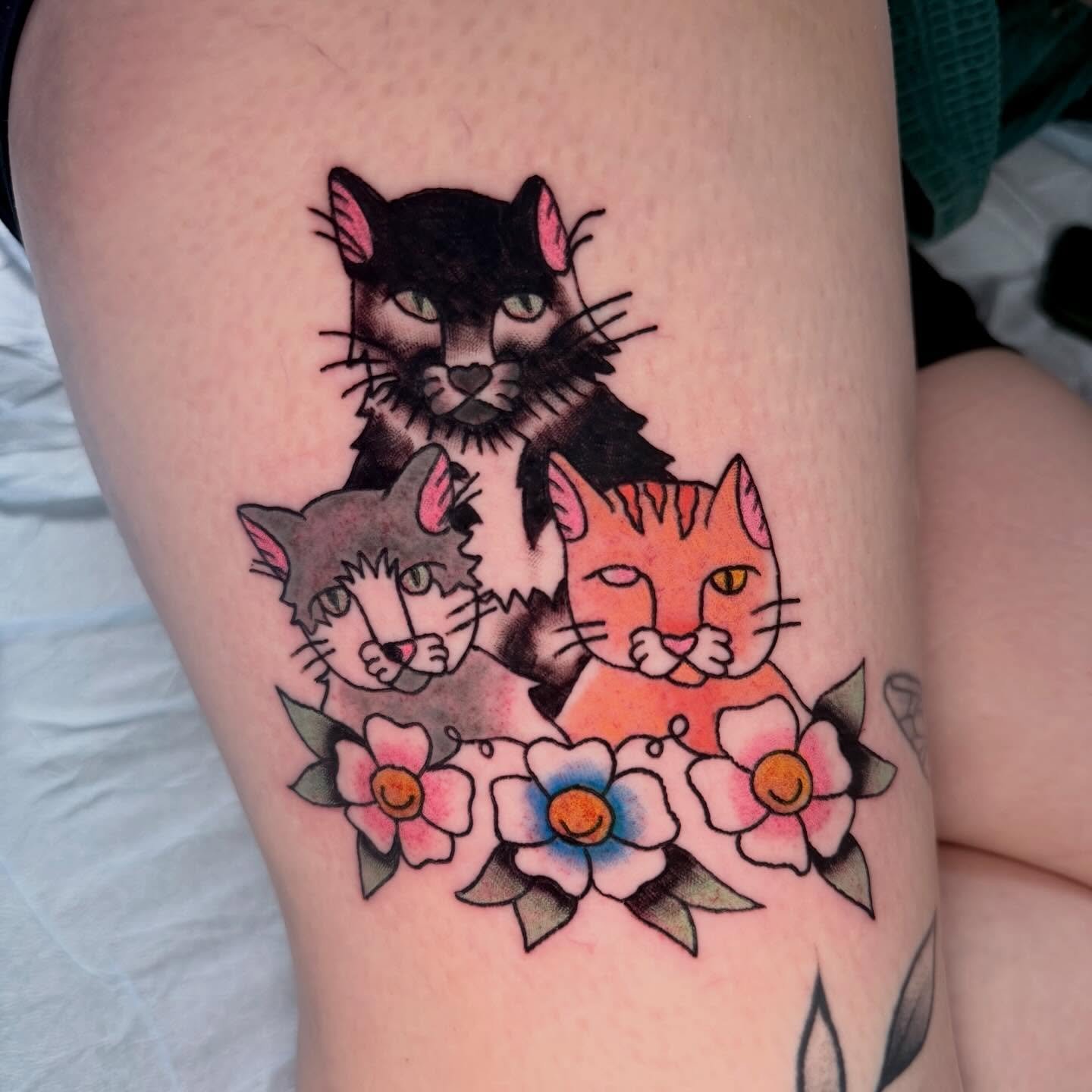 kitty portrait for anna !! thank you for the trust 😸

#americantraditional #americantraditional #cat #cattattoo #petportrait