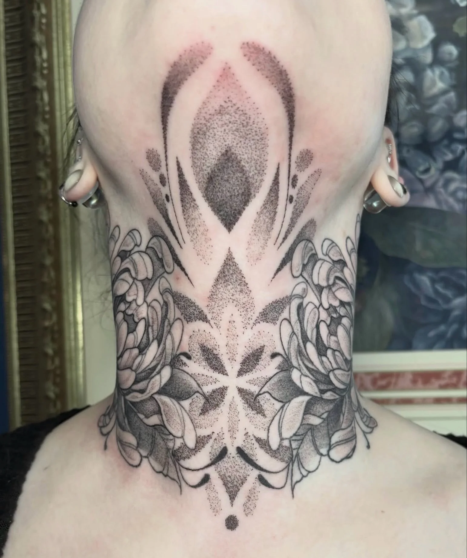 Neck tattoo by Breanna DM @bhh.art to book a session! #sacredarttattooct #ctink #cttattooshop #cttattoo #seymourct