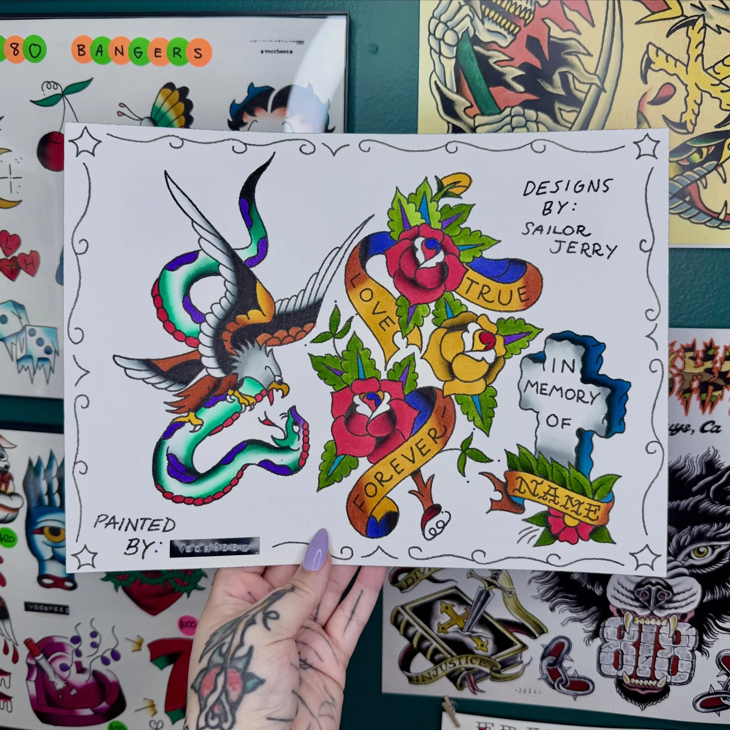 DESIGNS BY SAILOR JERRY, PAINTED BY ME 🌟

these designs are available to be tattooed for a flat rate! dm 4 booking, i would really love to do one of these :)

#americantraditional #americantraditionaltattoo #tattooflash #flashdesign #sailorjerry