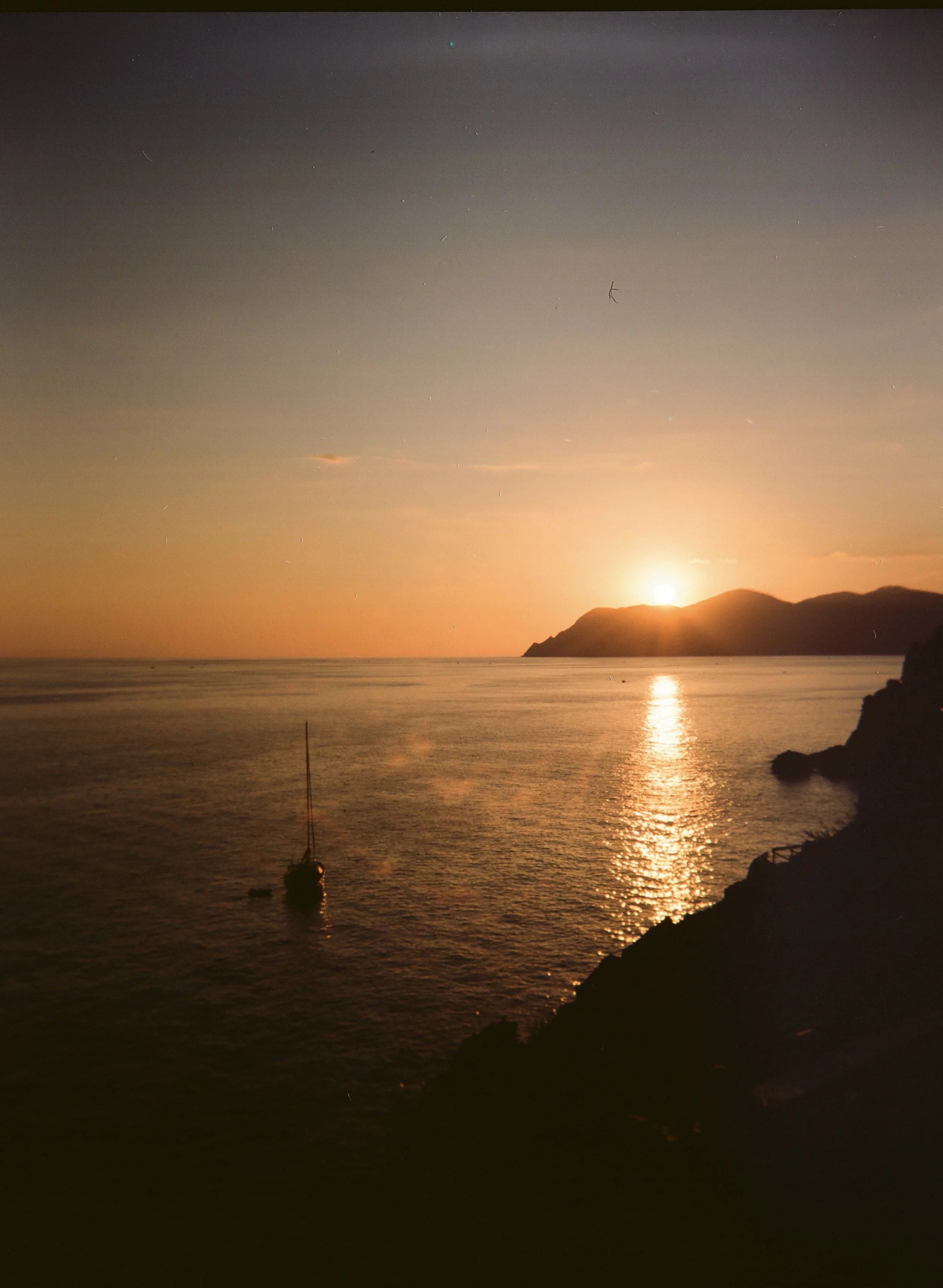 Sailboat at Sunset - Cinque Terre