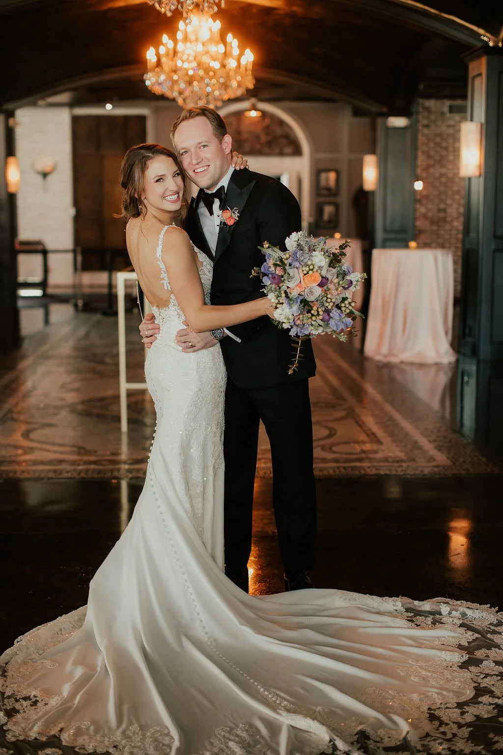 Bride and Groom in Ballroom