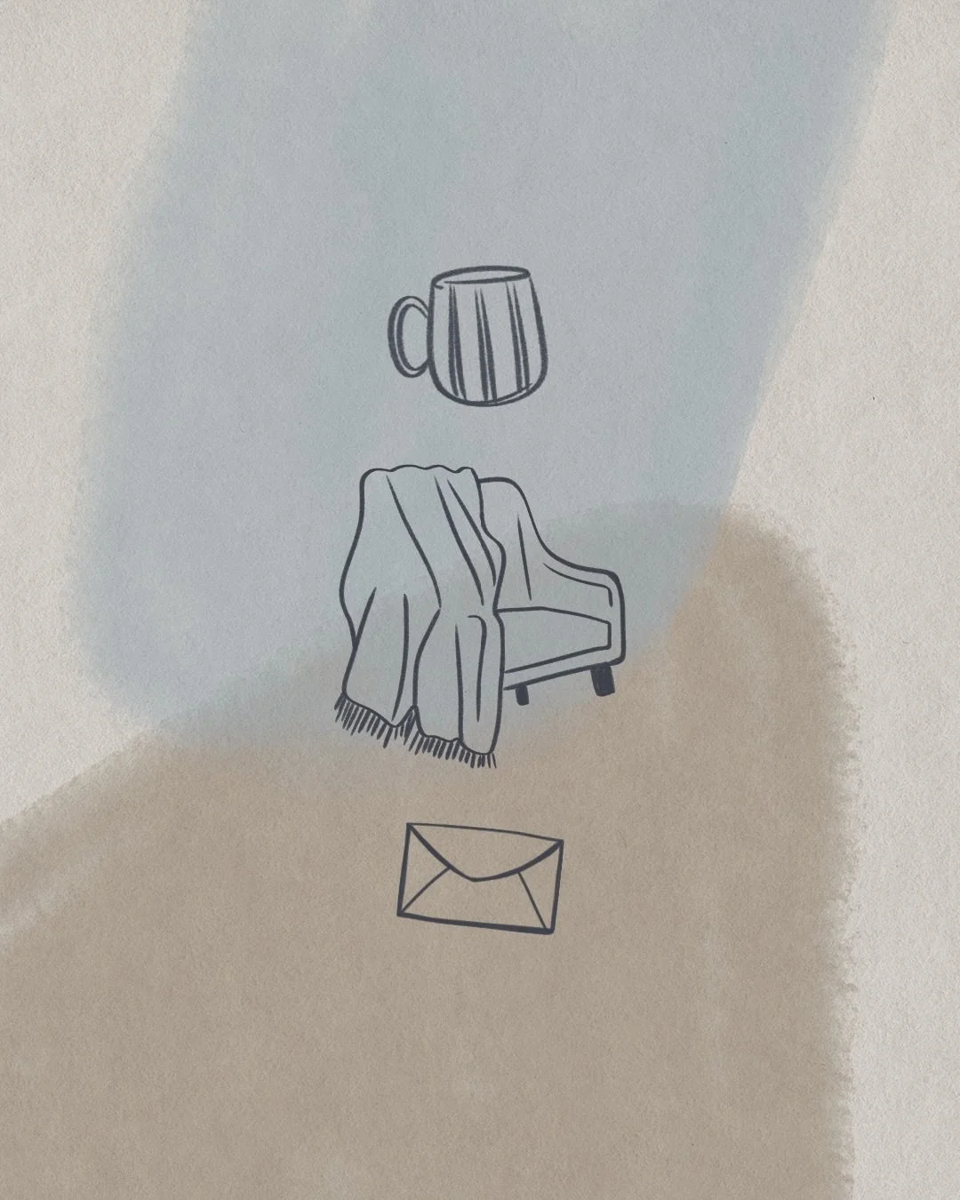 A few brand illustrations to a support a work in progress. 

These represent little moments of connection rooted in comfort; coffee, letters, a place to pause. A soft layer that brings warmth and a sense of connection to the brand 🫶

More to come! 
