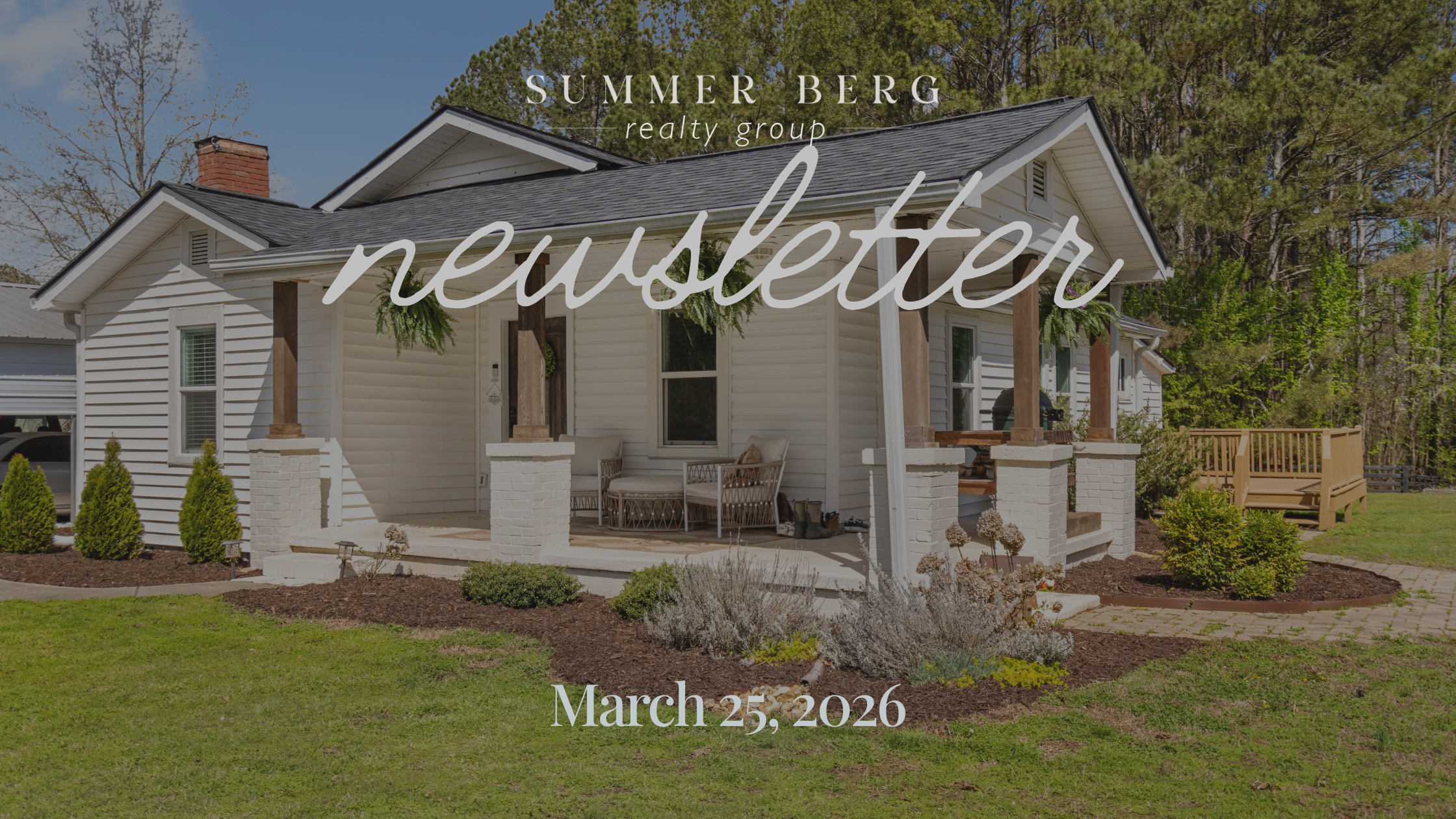 Cumming Georgia real estate newsletter by SB Realty showcasing modern farmhouse exterior and North Georgia housing market update March 2026