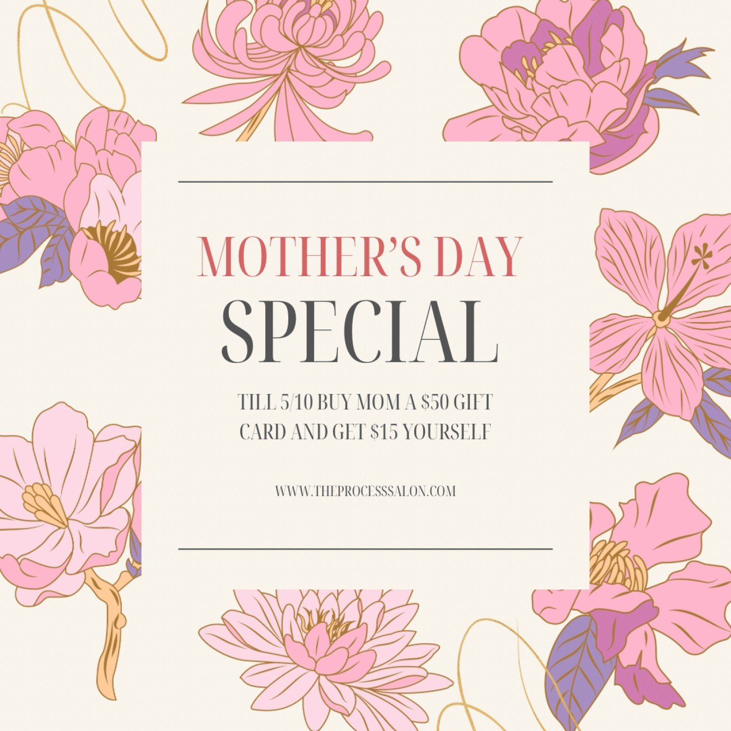 💐Give the gift of pampering this Mother&rsquo;s Day! 💐

Our salon offers various services to make your mom feel special and rejuvenated. Our experienced stylists can create a customized hair cut, color, or style that will leave your mom feeling and