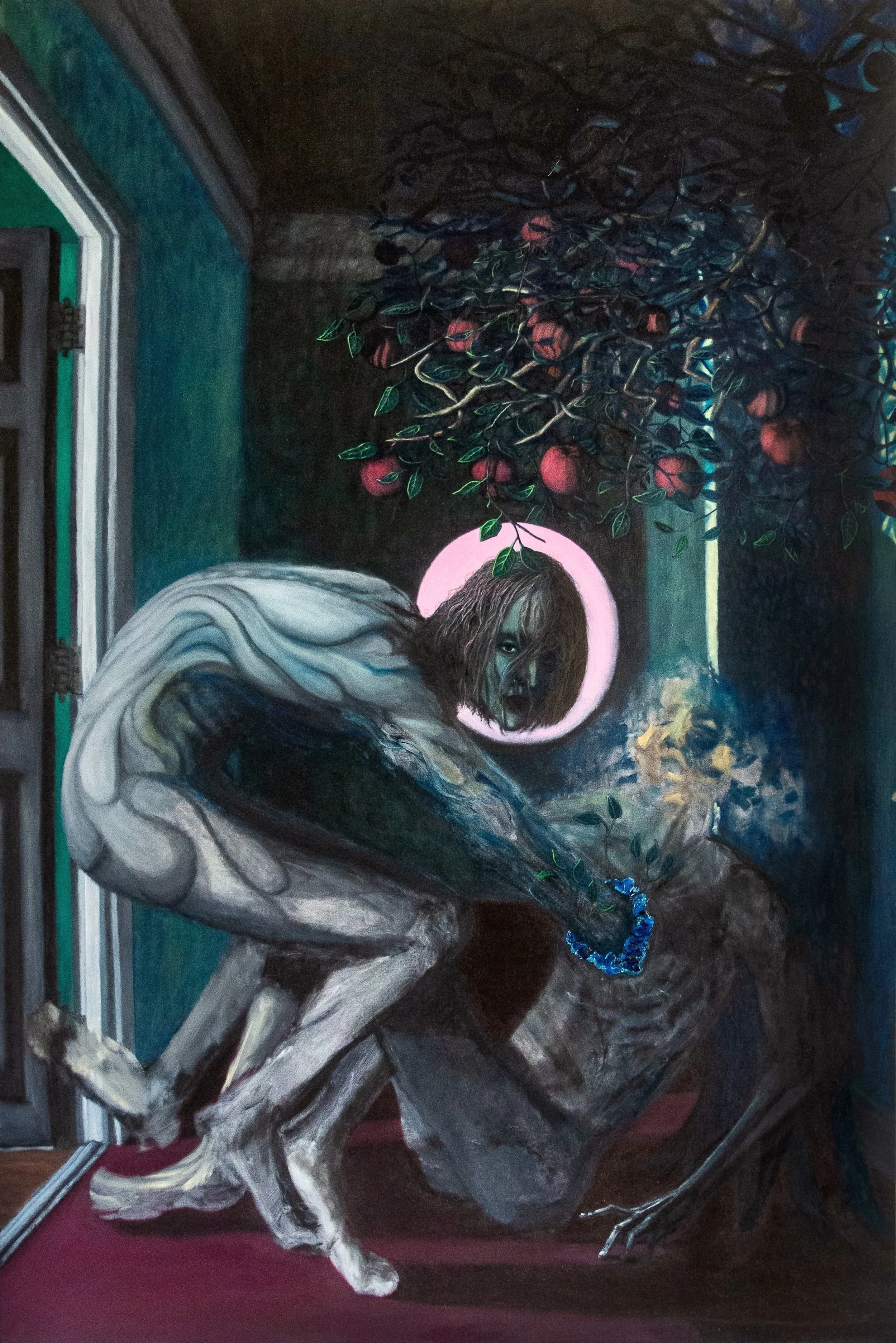Becoming a Tree. oil on canvas, 72" x 48" 2025.