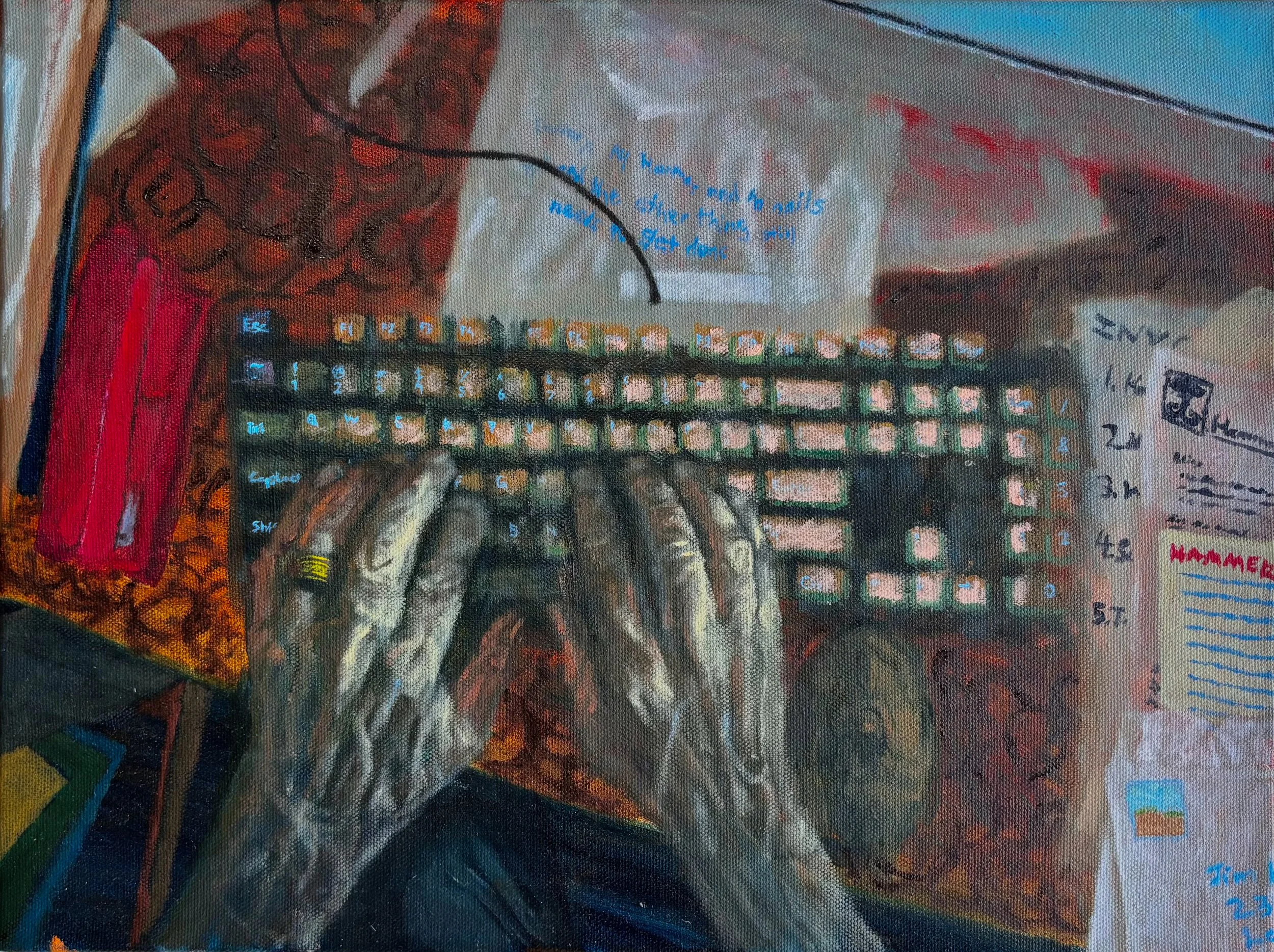 Dad Hands. oil on canvas, 12" x 16" 2025.