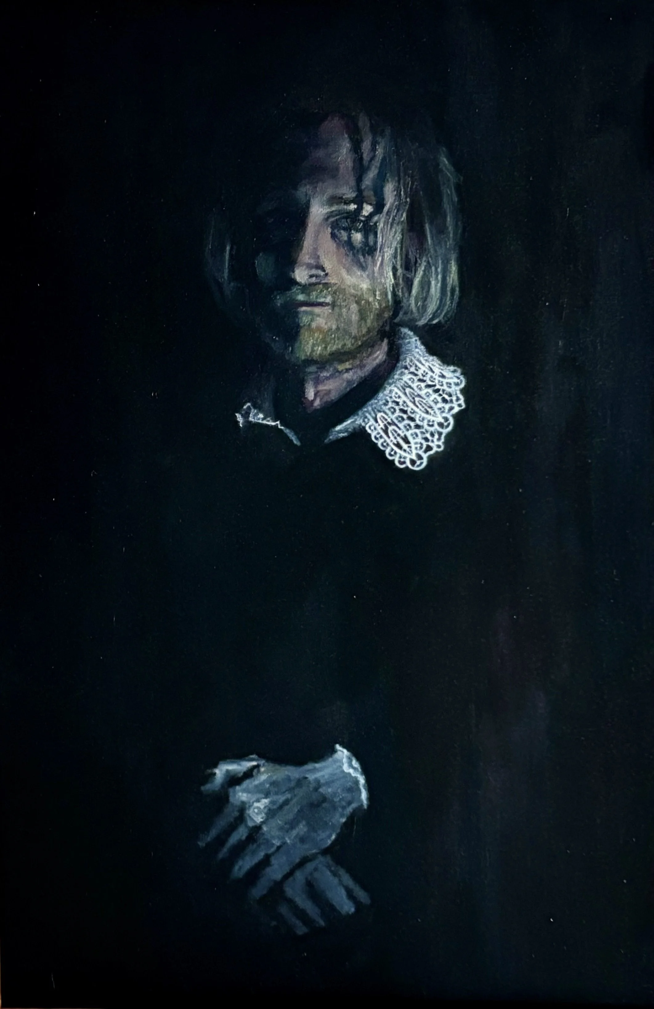 Self-Portrait with Beard. oil on canvas, 36" x 24" 2024.