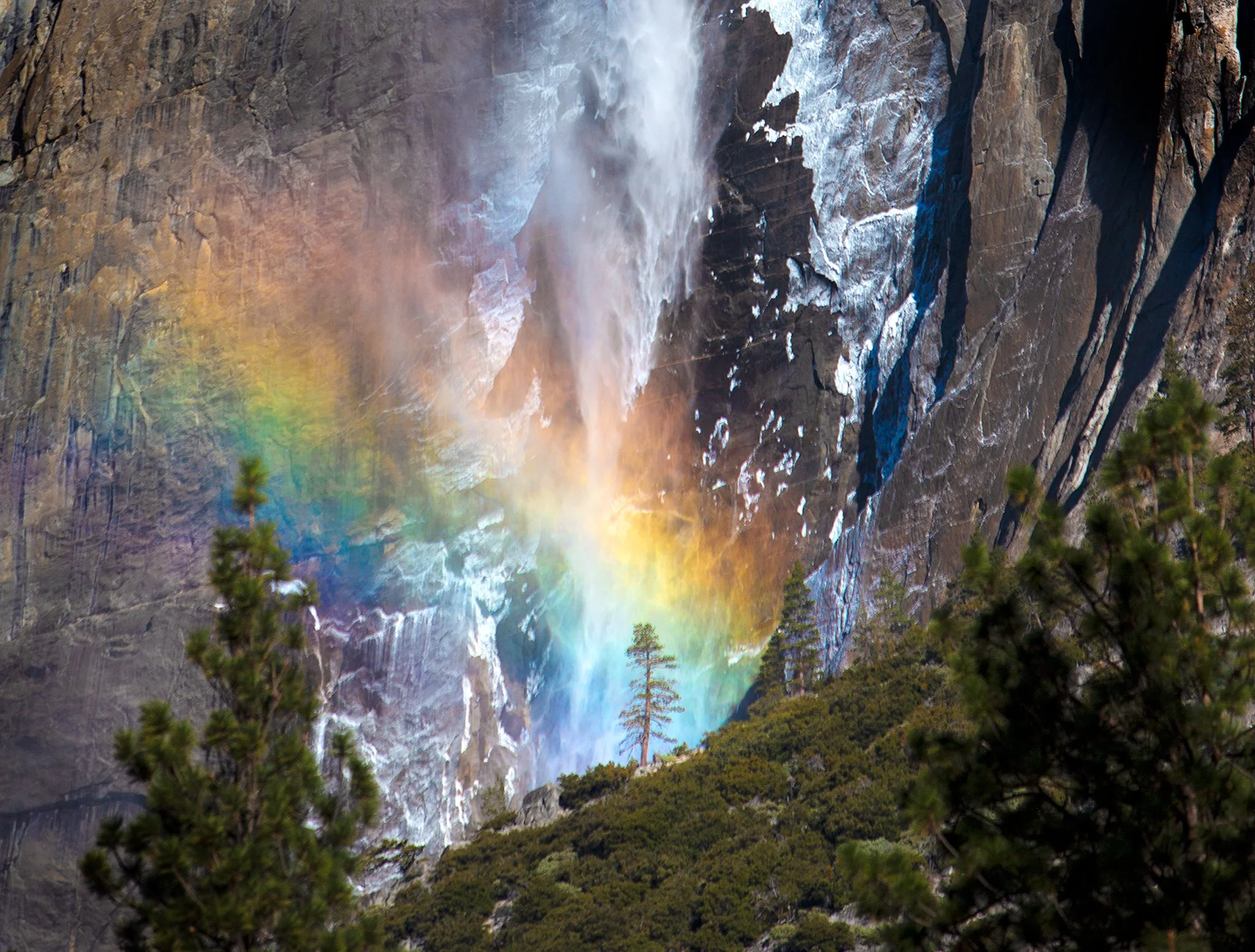 Yosemite Falls Winter Rainbow