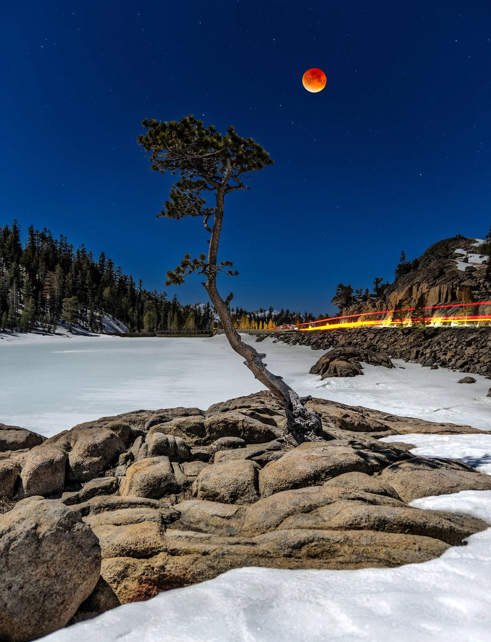 Blood Moon over Caples Lake