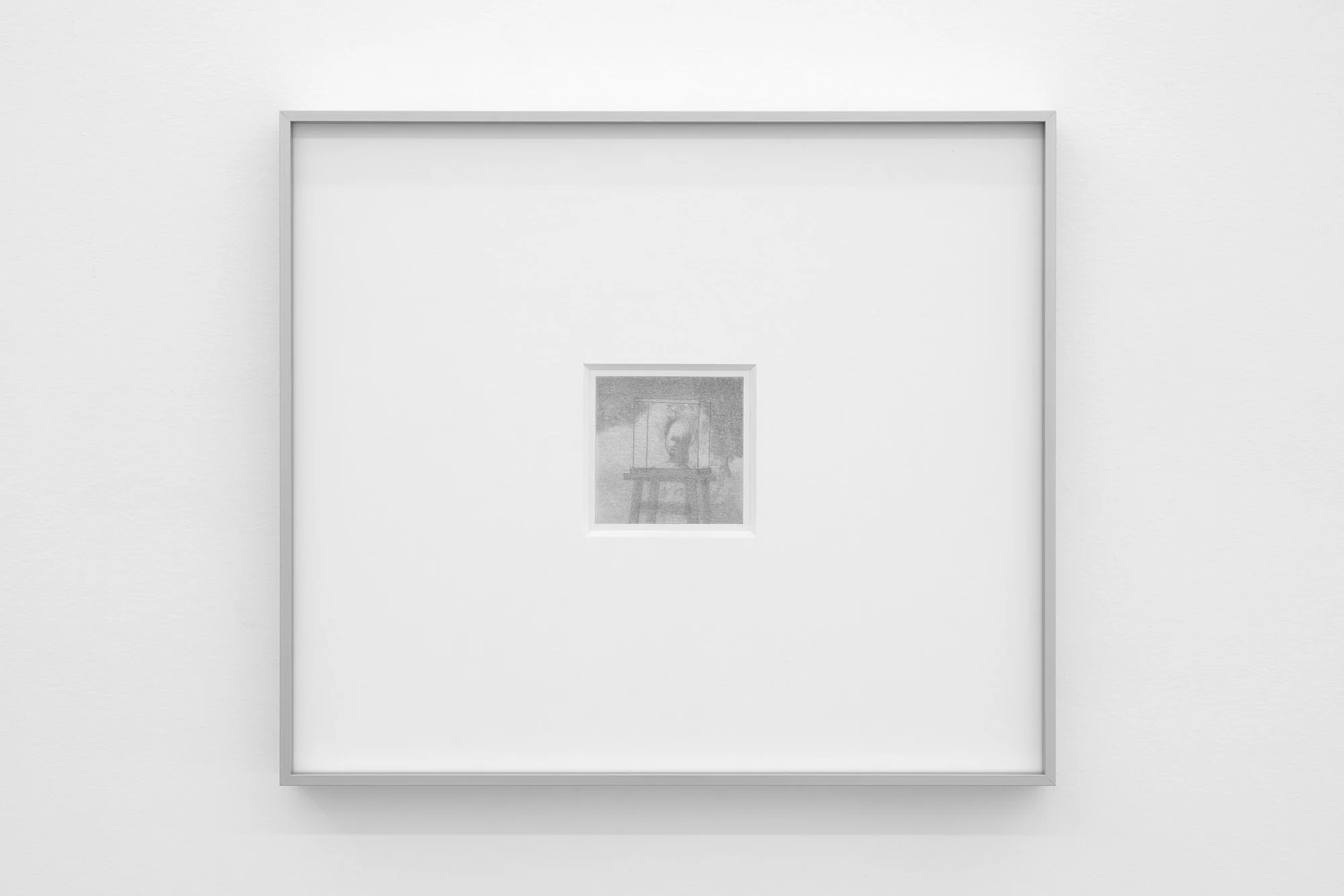 𝘔𝘦𝘥𝘢𝘳𝘥𝘰’𝘴 𝘚𝘵𝘶𝘥𝘪𝘰 (𝘷𝘪𝘵𝘳𝘪𝘯𝘦), 2026, Graphite on paper in artist frame, Framed 15.5 x 13.5 inches, unframed 3 x 3 inches 