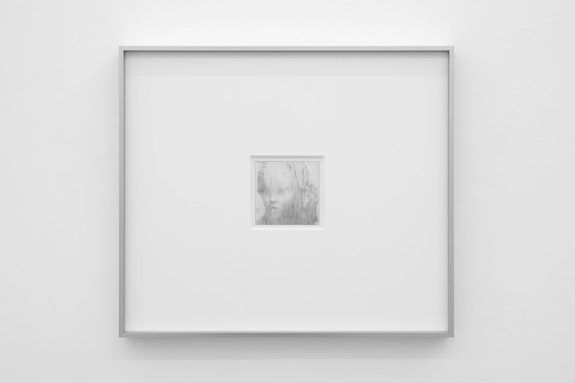 𝘌𝘤𝘤𝘦 𝘏𝘰𝘮𝘰 (𝘢𝘧𝘵𝘦𝘳 𝘔𝘦𝘥𝘢𝘳𝘥𝘰 𝘙𝘰𝘴𝘴𝘰), 2026, Graphite on paper in artist frame, Framed 15.5 x 13.5 inches, unframed 3 x 3 inches