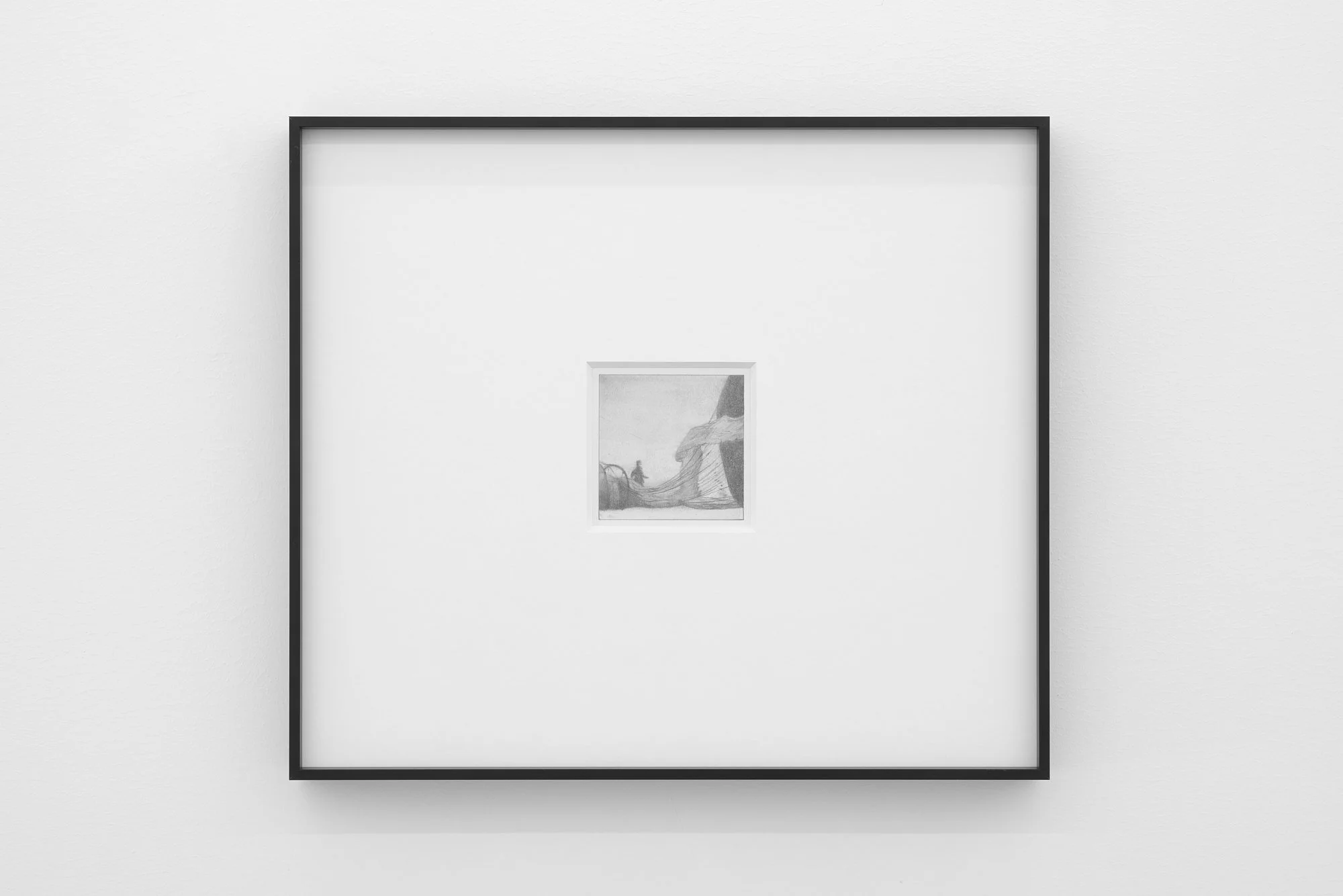 𝘈𝘯𝘥𝘳𝘦𝘦’𝘴 𝘉𝘢𝘭𝘭𝘰𝘰𝘯 (𝘰𝘯 𝘪𝘤𝘦), 2025, Graphite on paper in artist frame, Framed 15.5 x 13.5 inches, unframed 3 x 3 inches