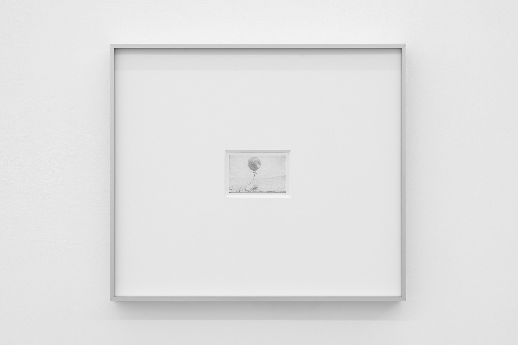 𝘈𝘯𝘥𝘳𝘦𝘦’𝘴 𝘉𝘢𝘭𝘭𝘰𝘰𝘯 (𝘪𝘯 𝘧𝘭𝘪𝘨𝘩𝘵), 2025, Graphite on paper in artist frame, framed 15.5 x 13.5 inches, unframed 3 x 2 inches 